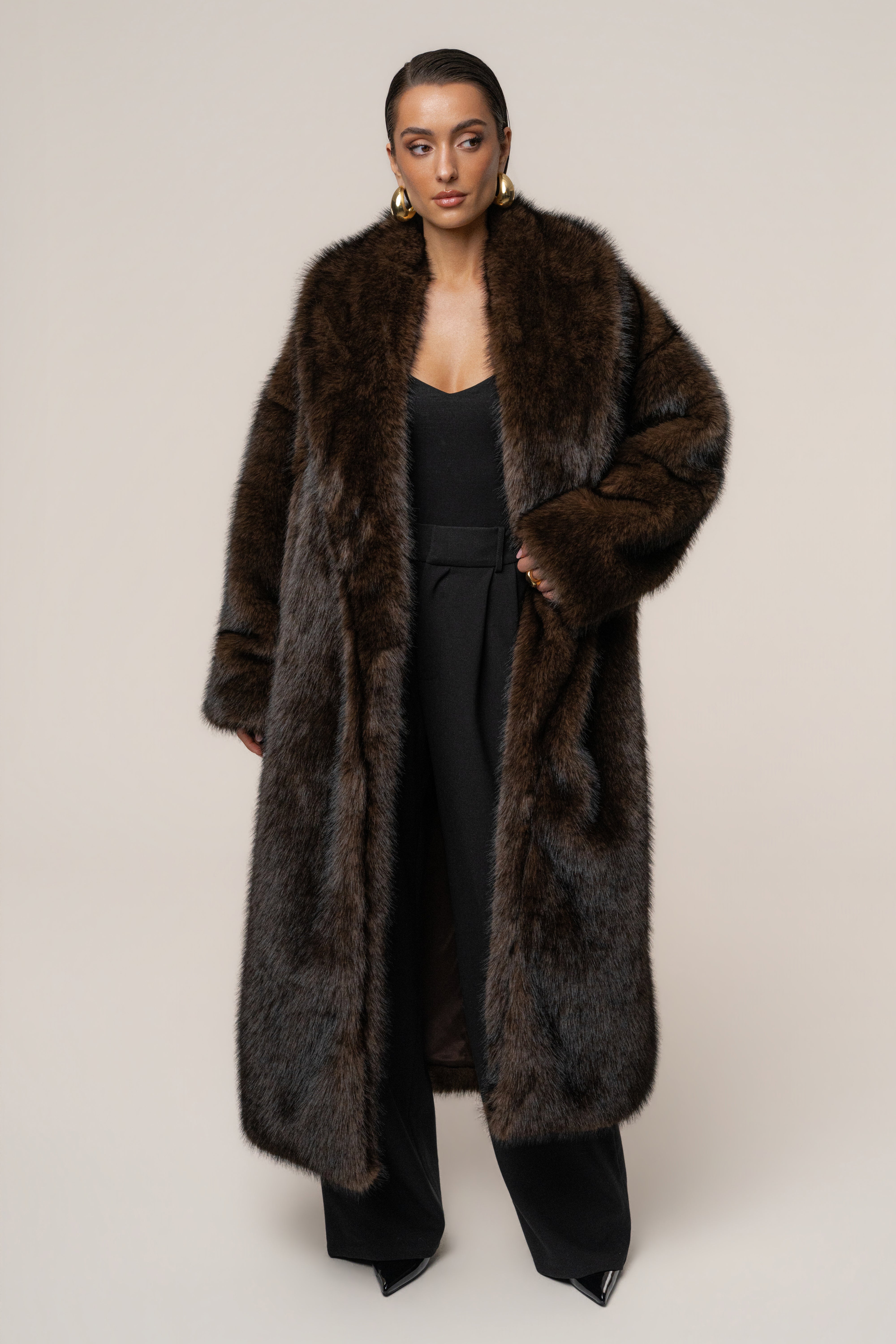 PRE-ORDER Chocolate Aspen Days Faux Fur Coat - JLUXLABEL