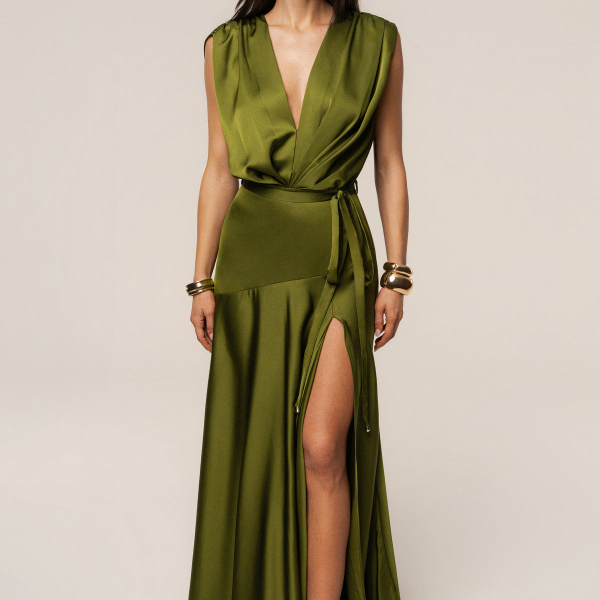 olive satin dress Olive Amalia Satin Maxi Dress