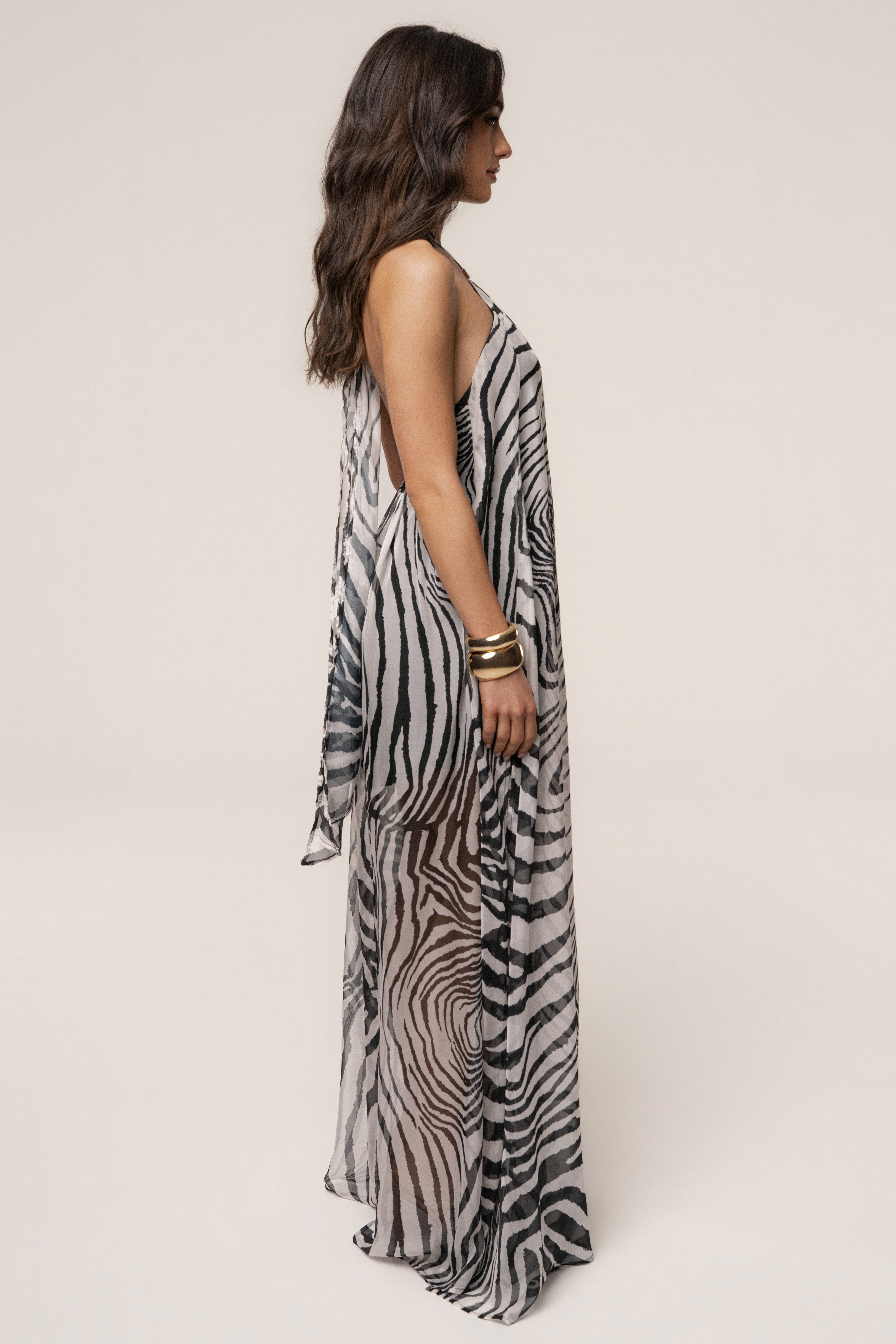 Zebra Print Jolene Halter Dress - JLUXLABEL