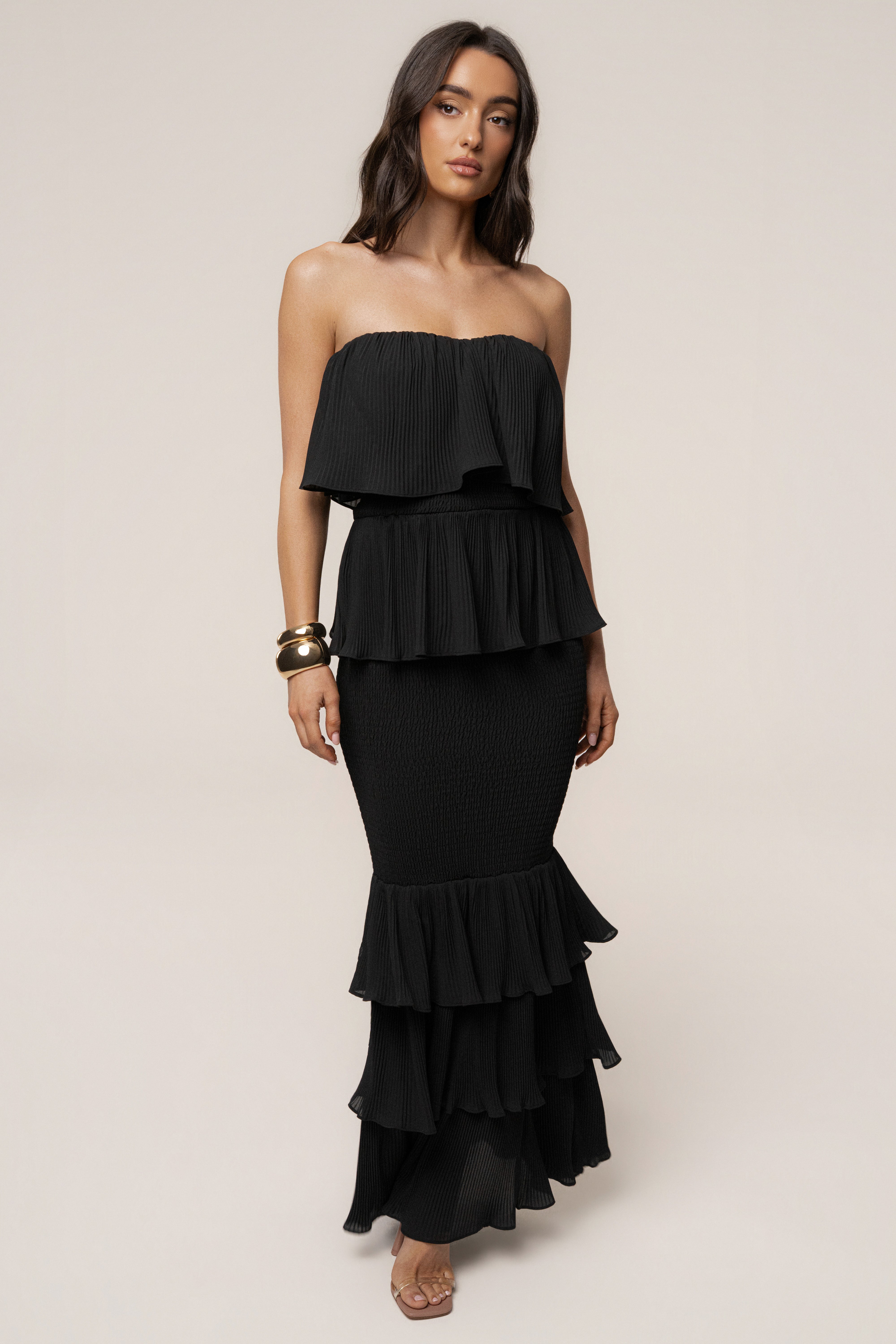 Black Casa Blanca Ruffle Dress - JLUXLABEL