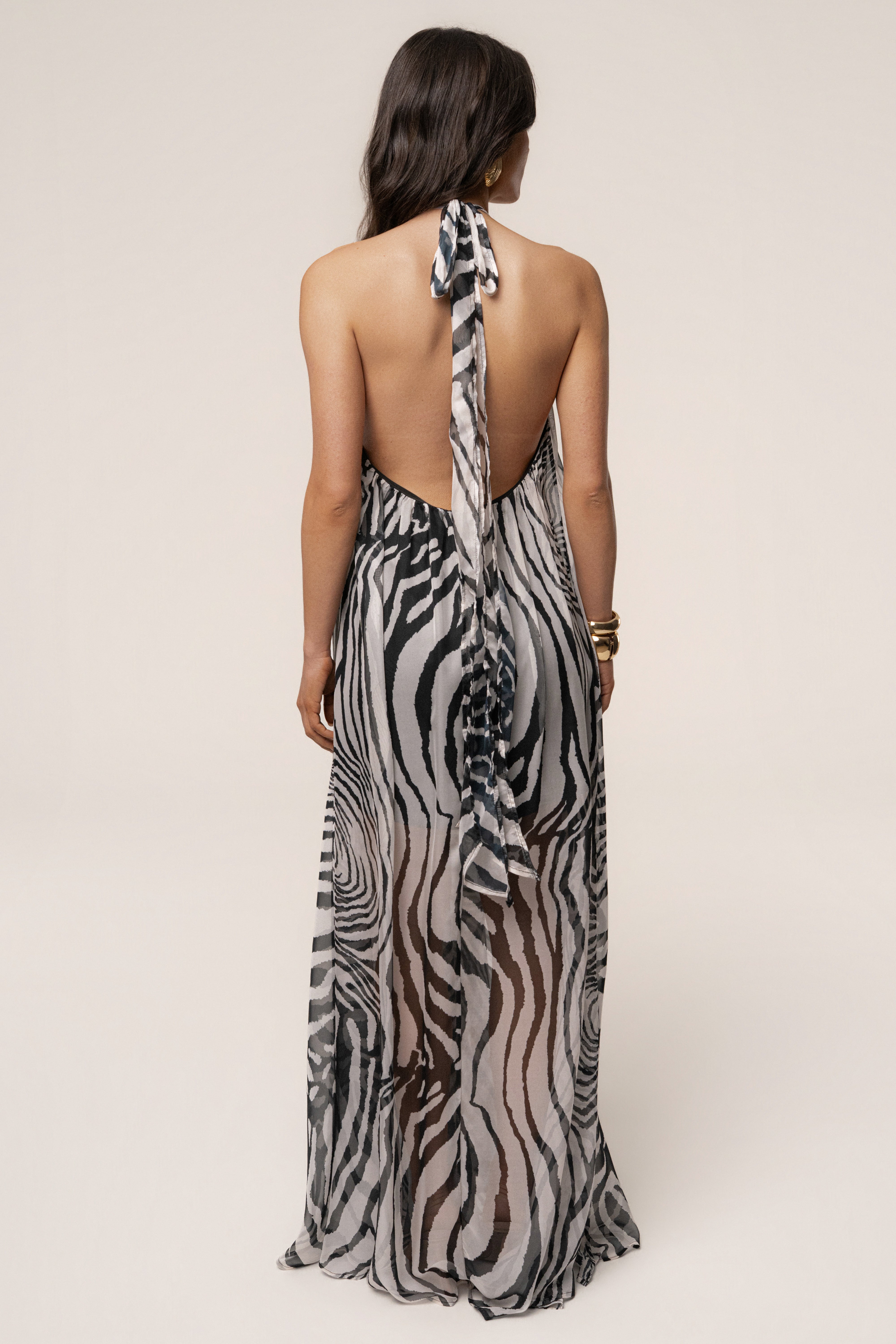 Jluxlabel Women's Jolene Halter Dress - Zebra Print Jluxlabel Women's Jolene Halter Dress - Zebra Print