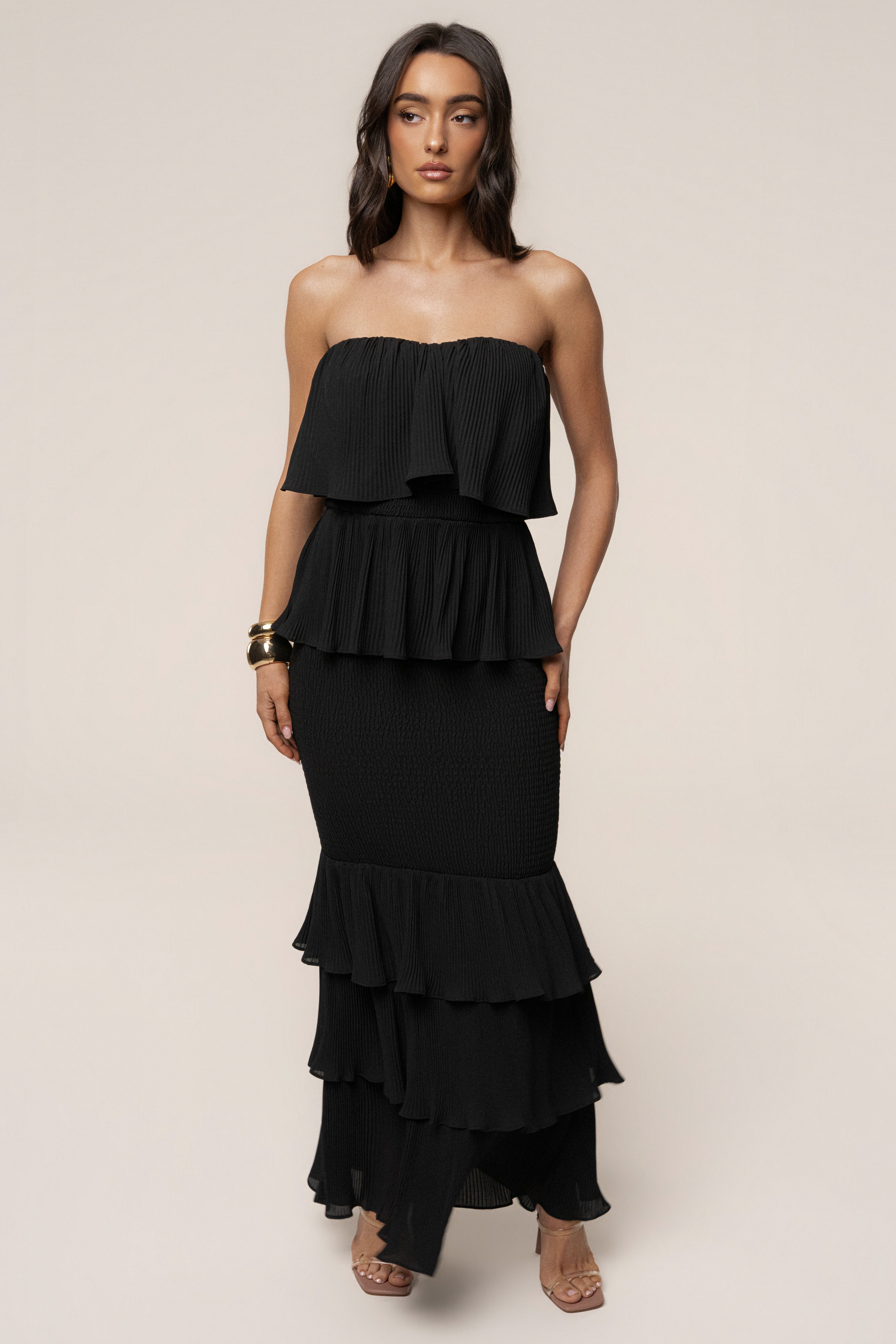 Black Casa Blanca Ruffle Dress - JLUXLABEL
