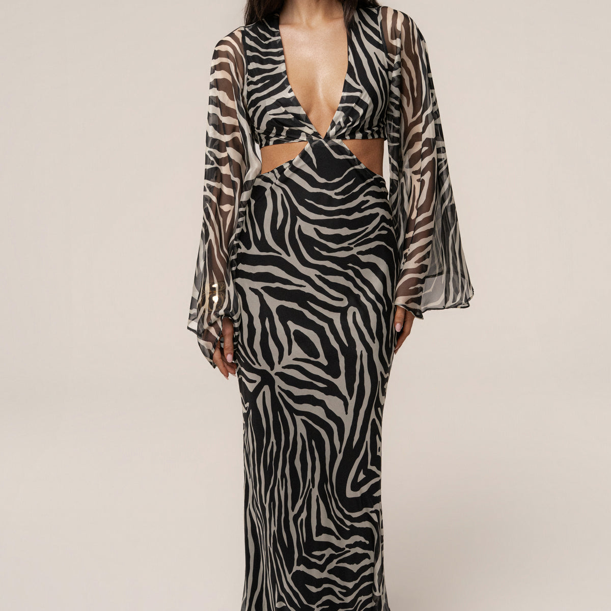 zebra print long sleeve dress Vila zebra print long sleeve maxi dress in black and white