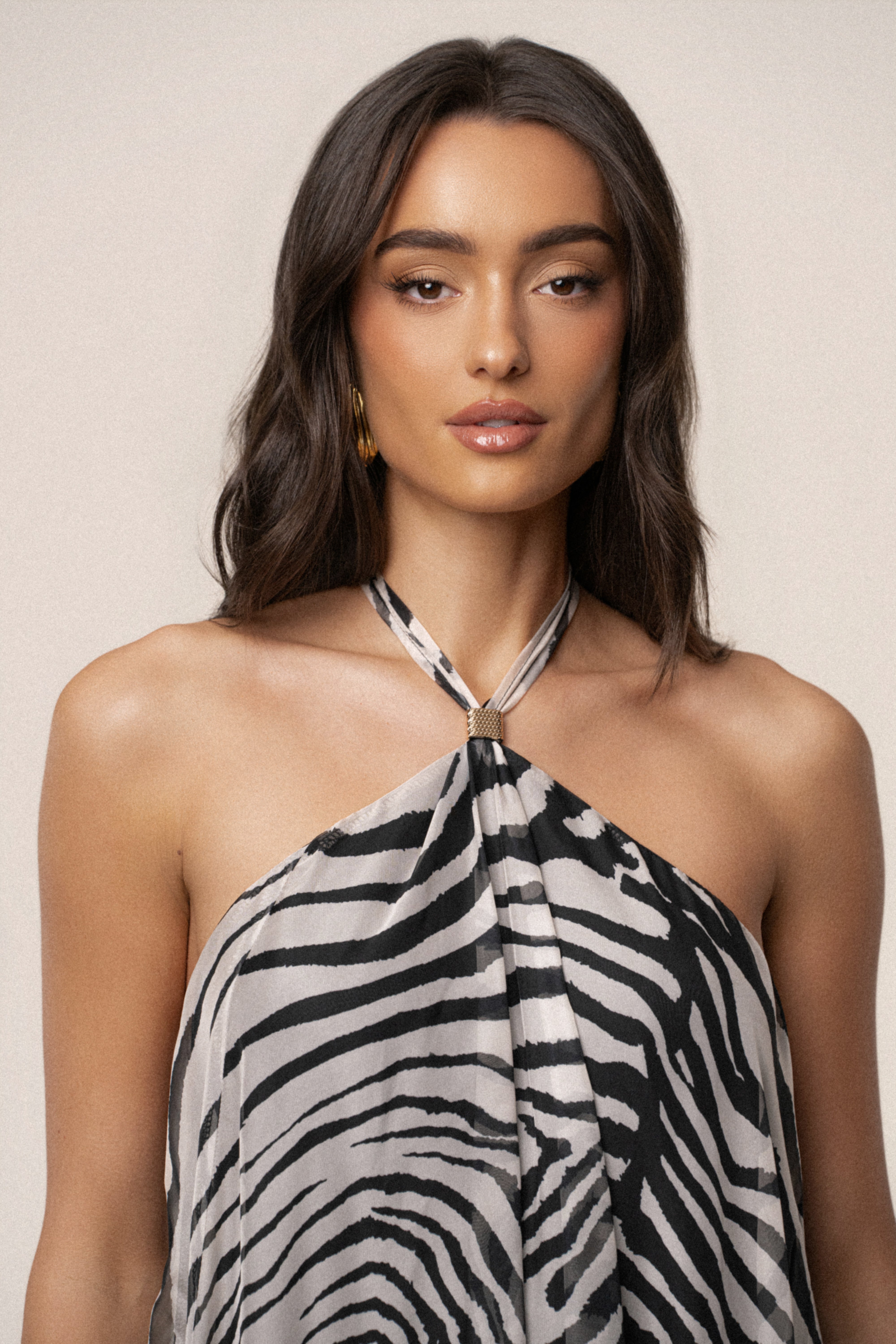 Jluxlabel Women's Jolene Halter Dress - Zebra Print Jluxlabel Women's Jolene Halter Dress - Zebra Print
