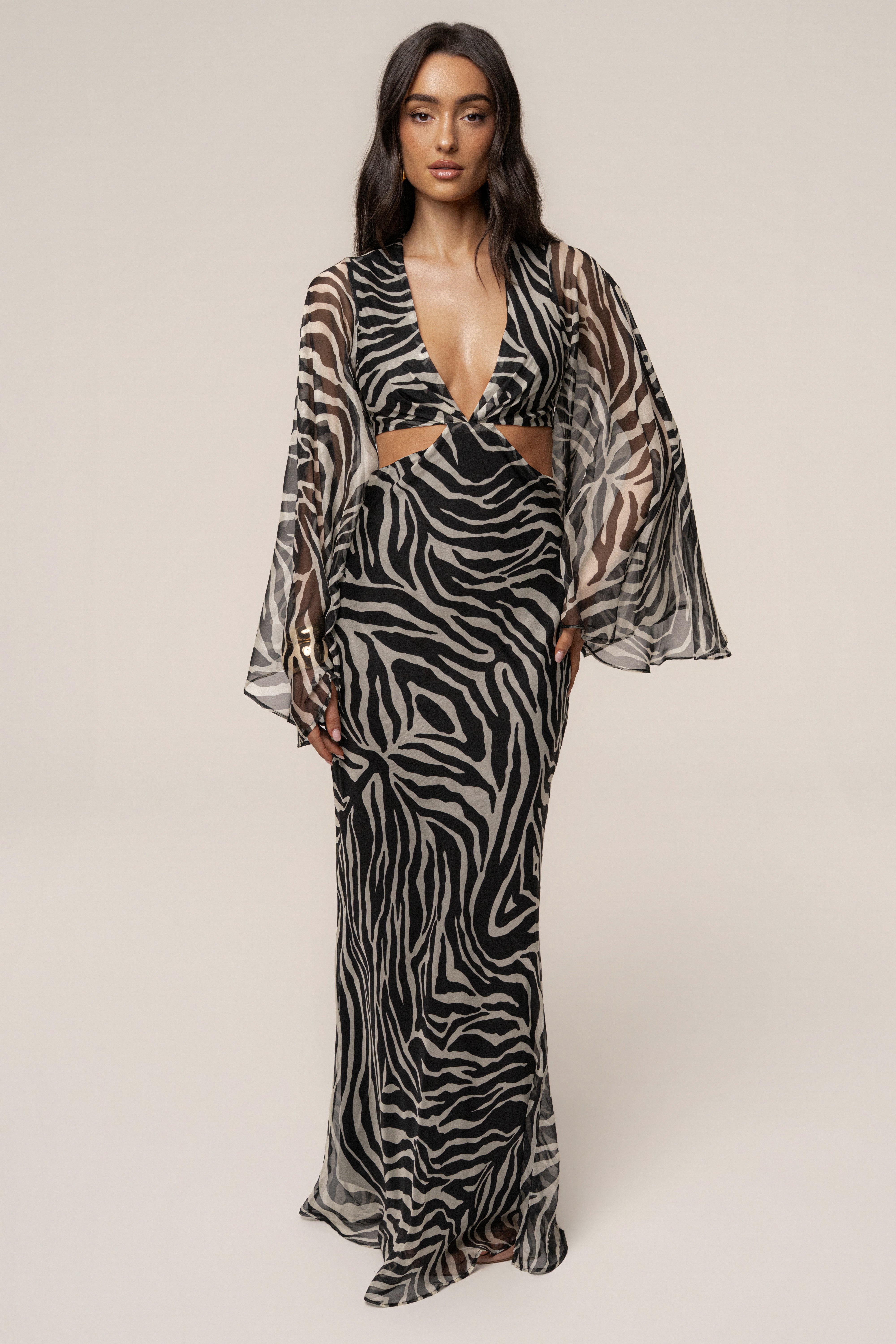 Black Zebra Instincts Print Maxi Dress - JLUXLABEL