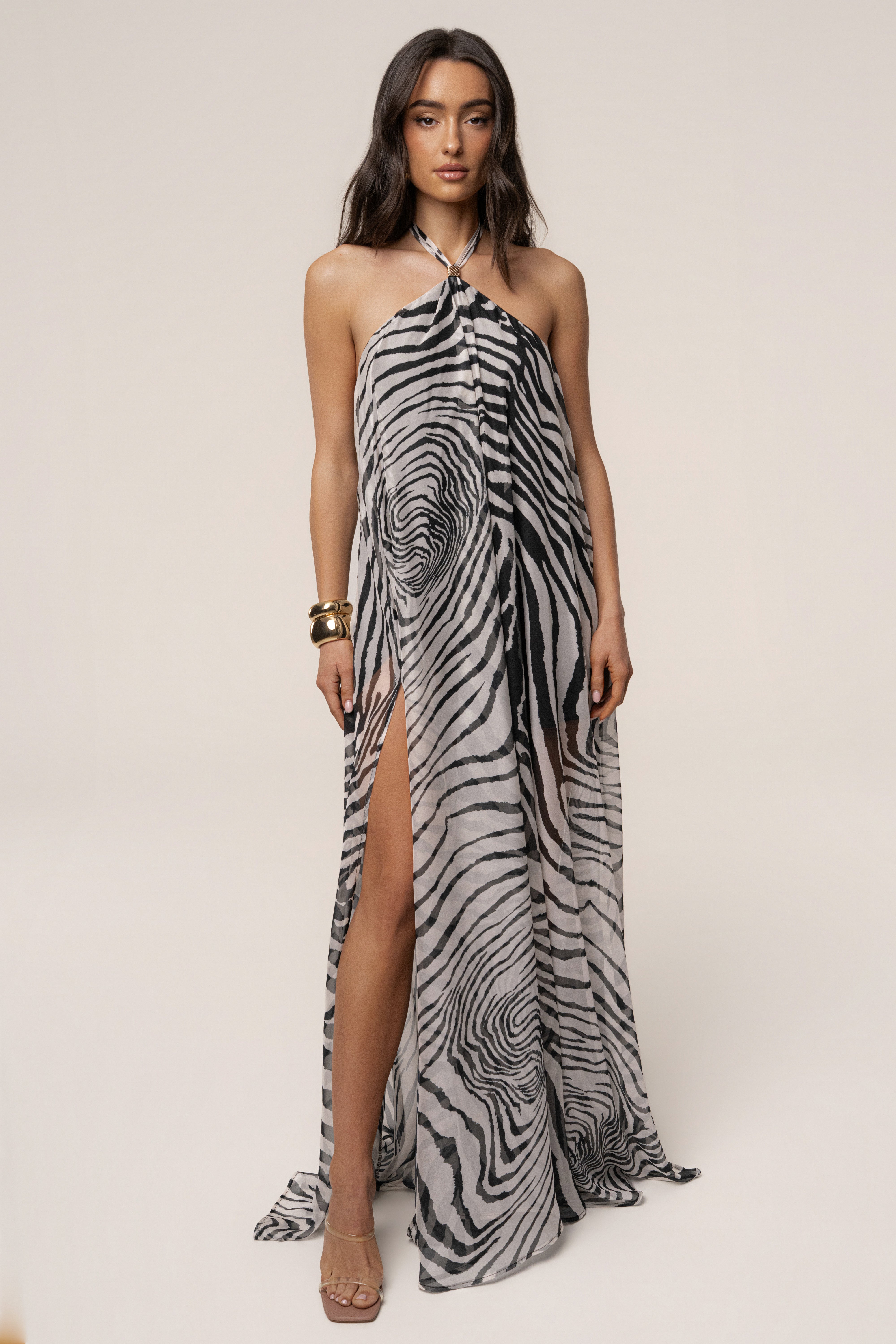 Zebra Print Jolene Halter Dress - JLUXLABEL