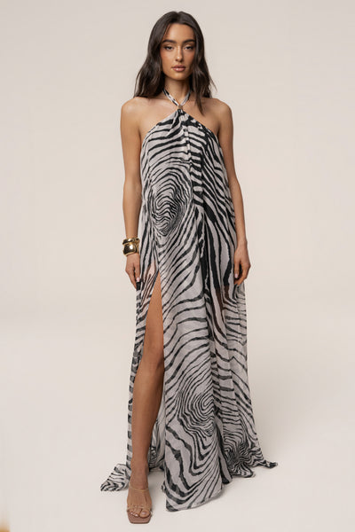 PRE-ORDER Zebra Print Jolene Halter Dress
