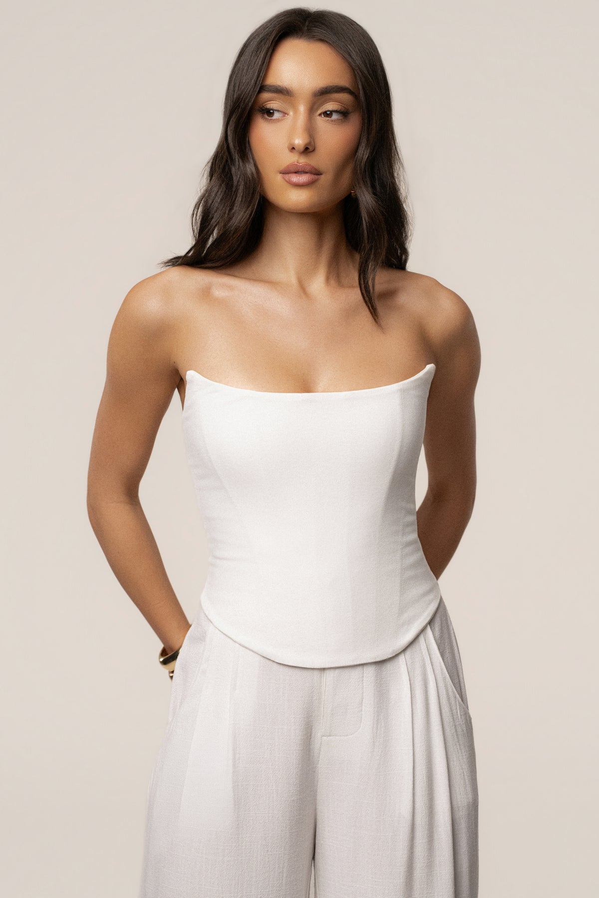 White Fenix Reversible Linen Corset display picture 1