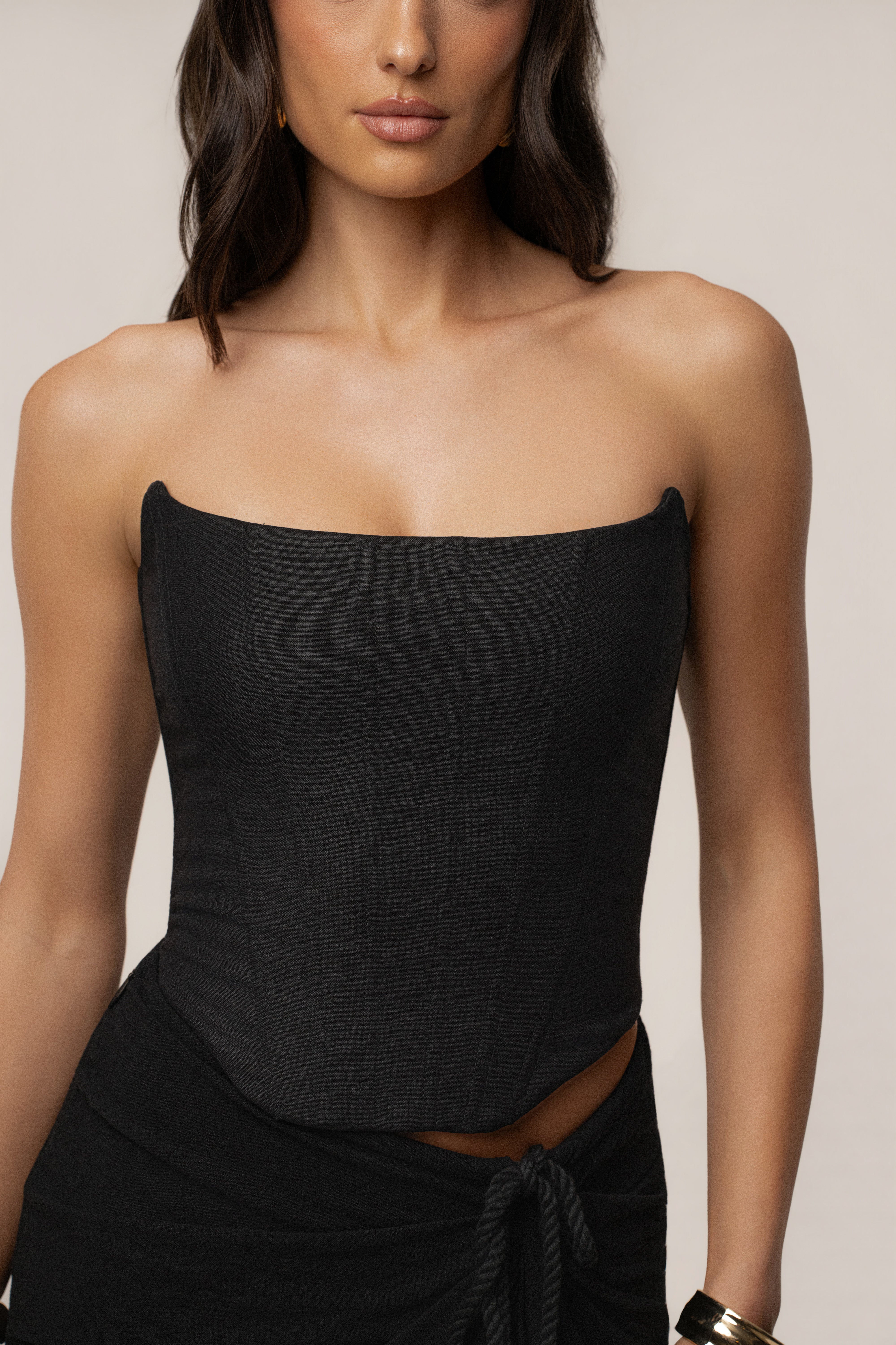 Black Fenix Reversible Linen Corset - JLUXLABEL