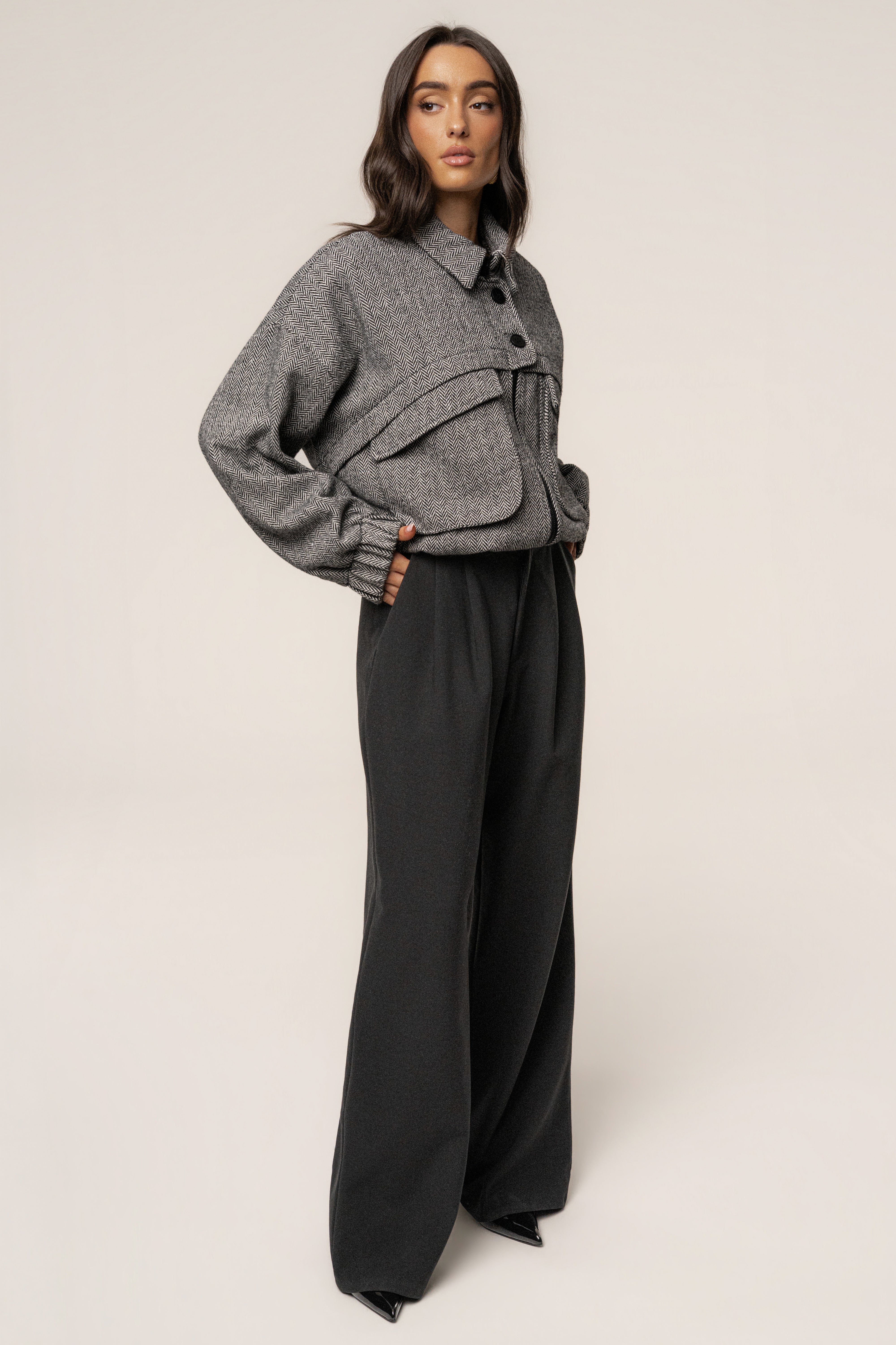 Classic Herringbone Bomber Jacket - JLUXLABEL