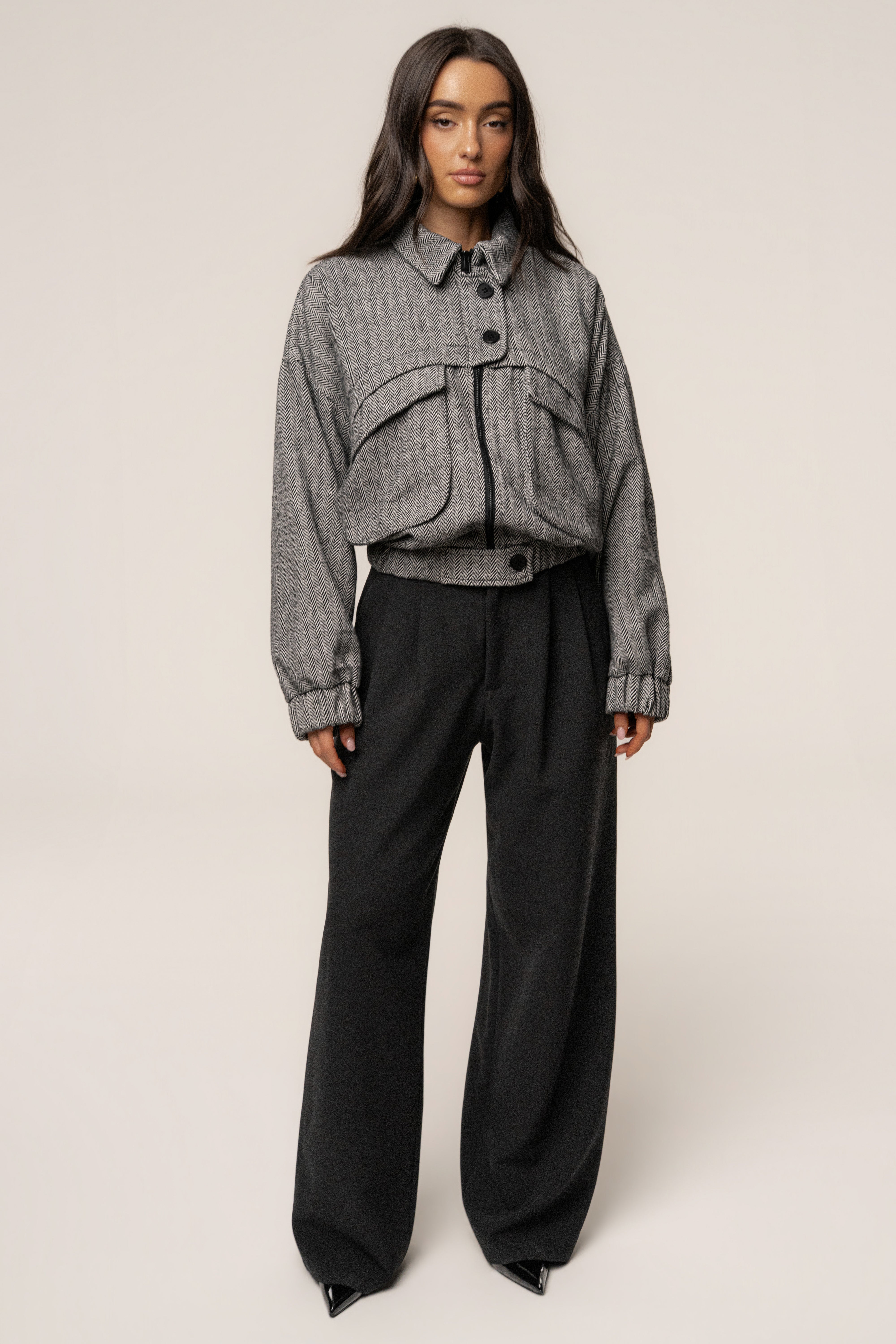 Classic Herringbone Bomber Jacket - JLUXLABEL