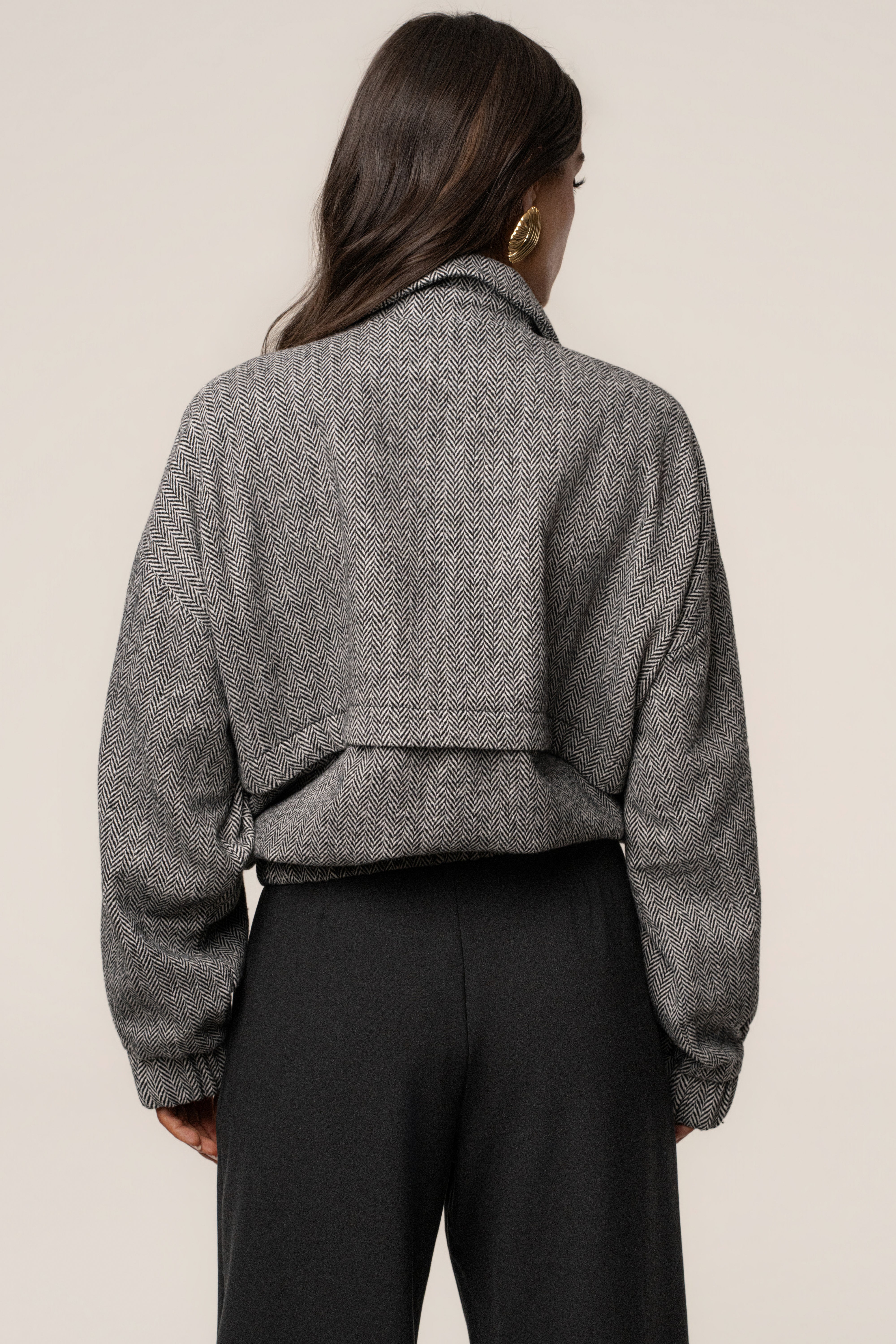 Classic Herringbone Bomber Jacket - JLUXLABEL