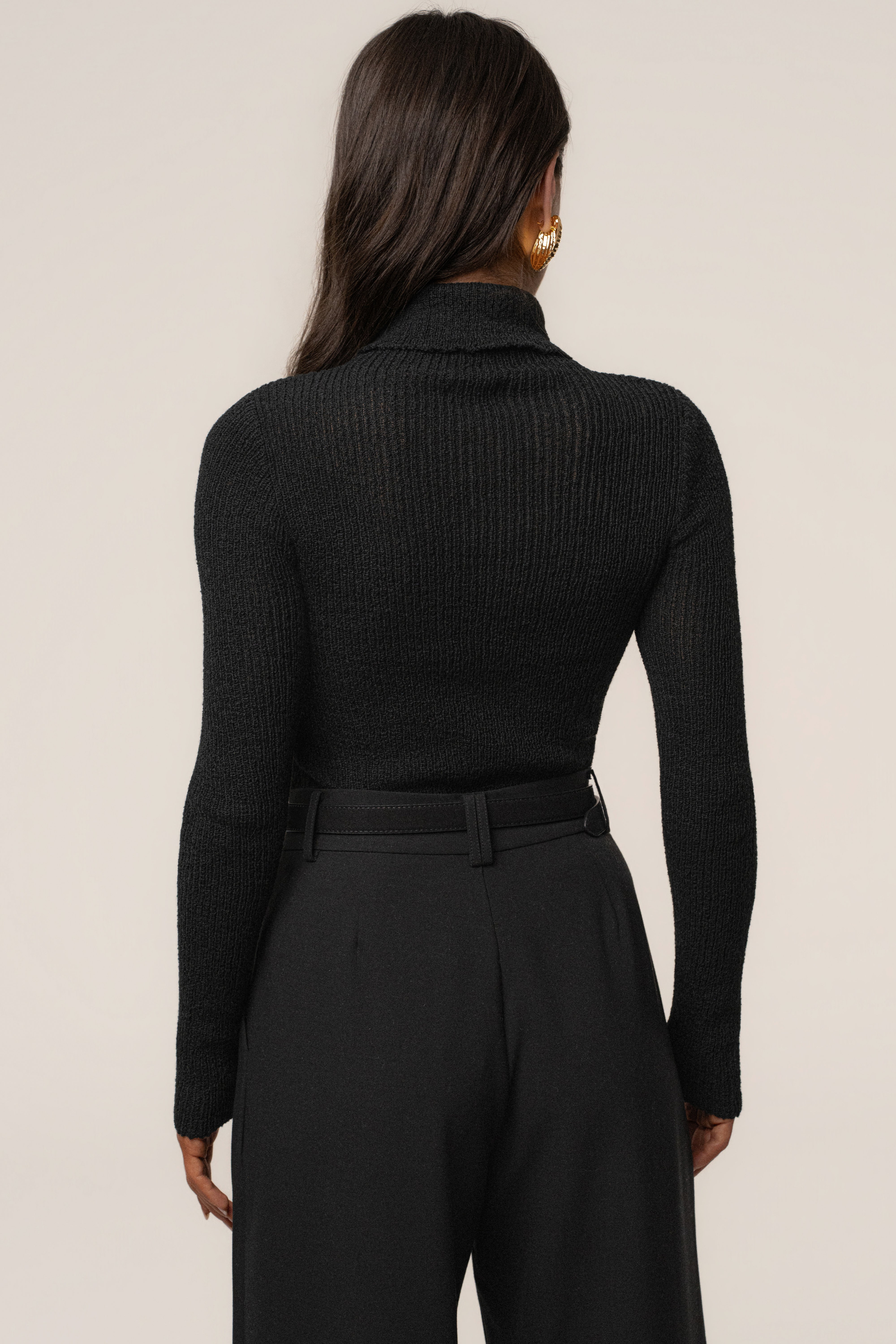 Black Carli Turtle Neck Top - JLUXLABEL