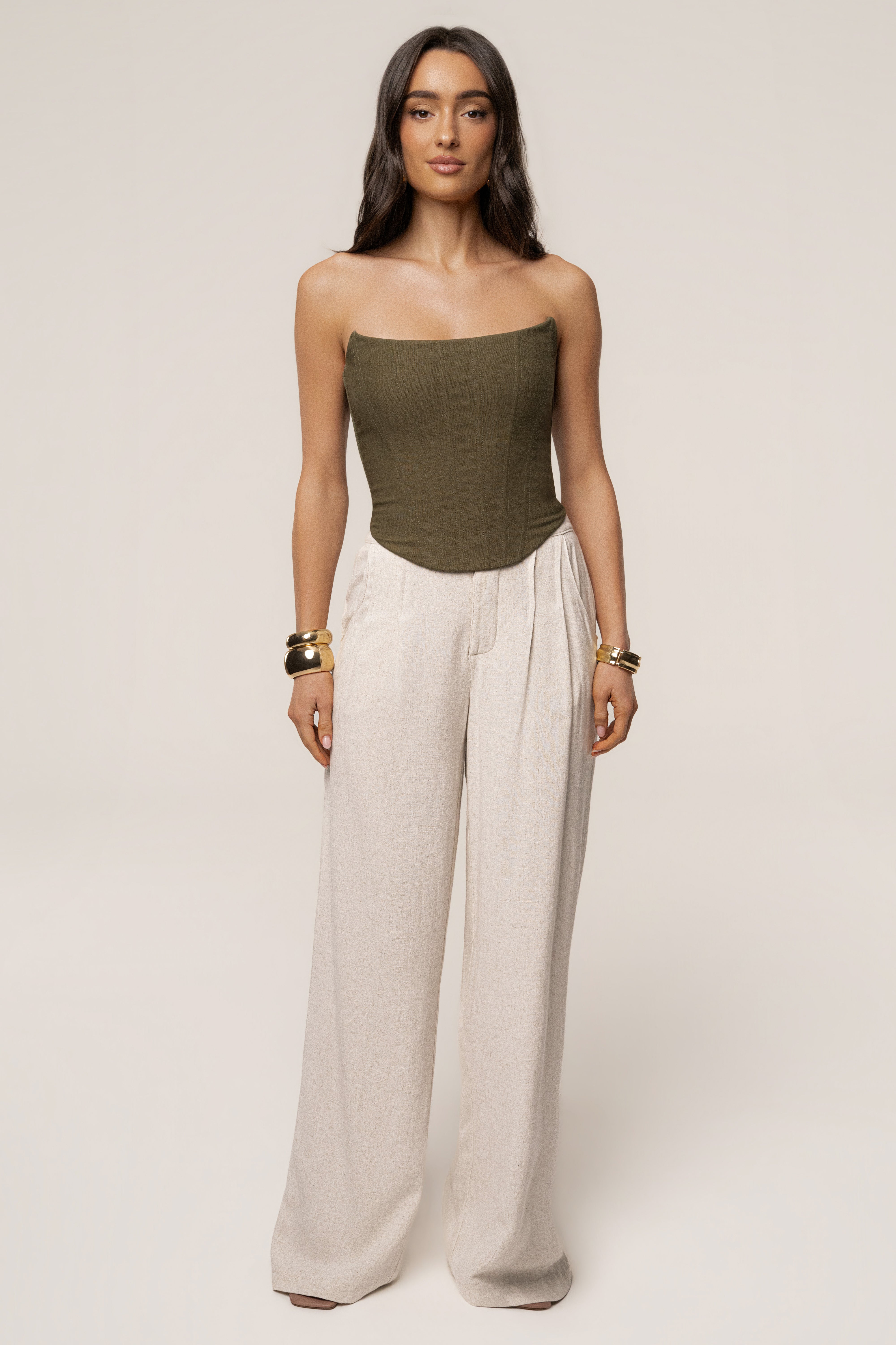 Olive Fenix Reversible Linen Corset - JLUXLABEL