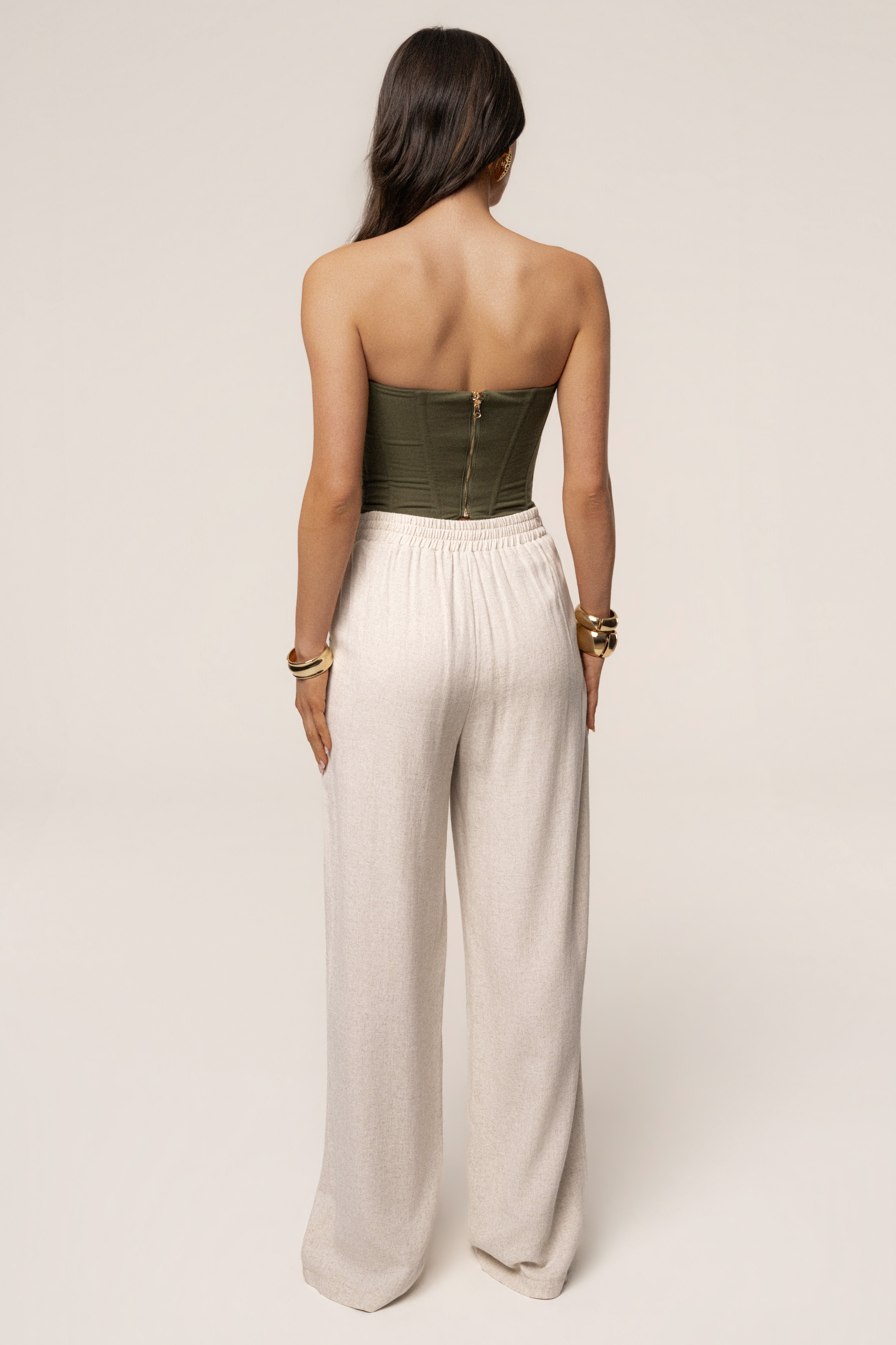 Olive Fenix Reversible Linen Corset - JLUXLABEL