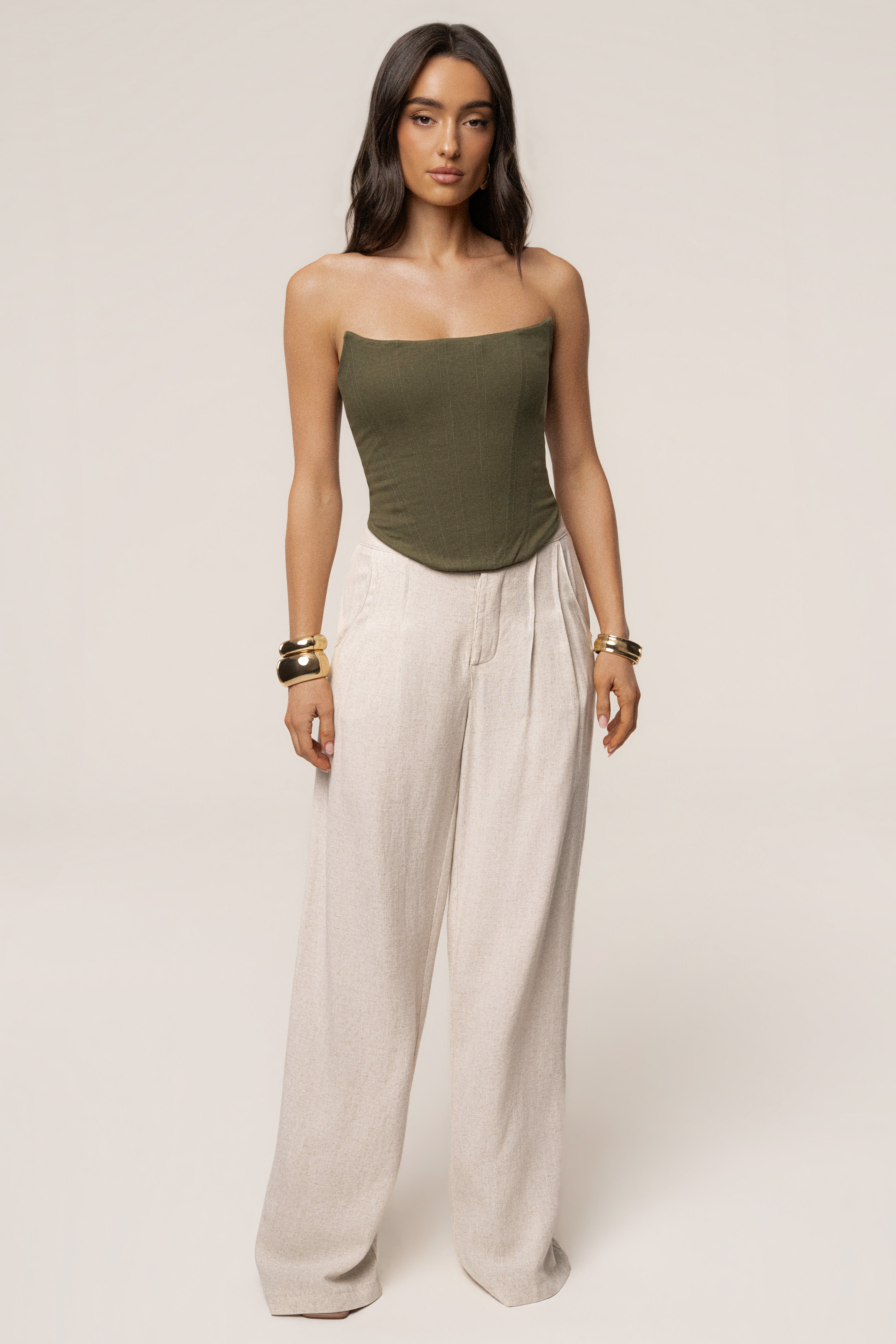 Olive Fenix Reversible Linen Corset - JLUXLABEL