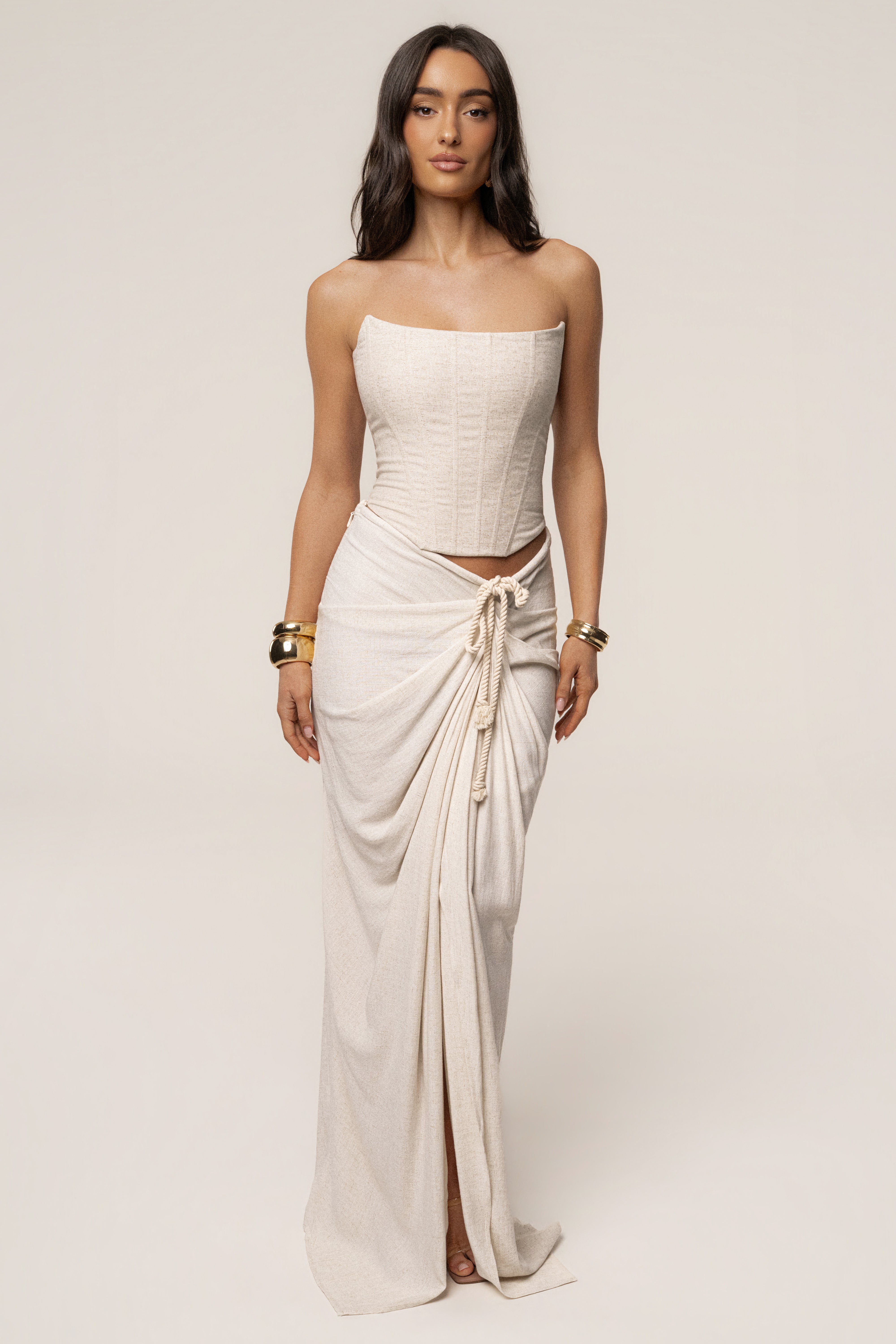 Natural Fenix Reversible Linen Corset - JLUXLABEL