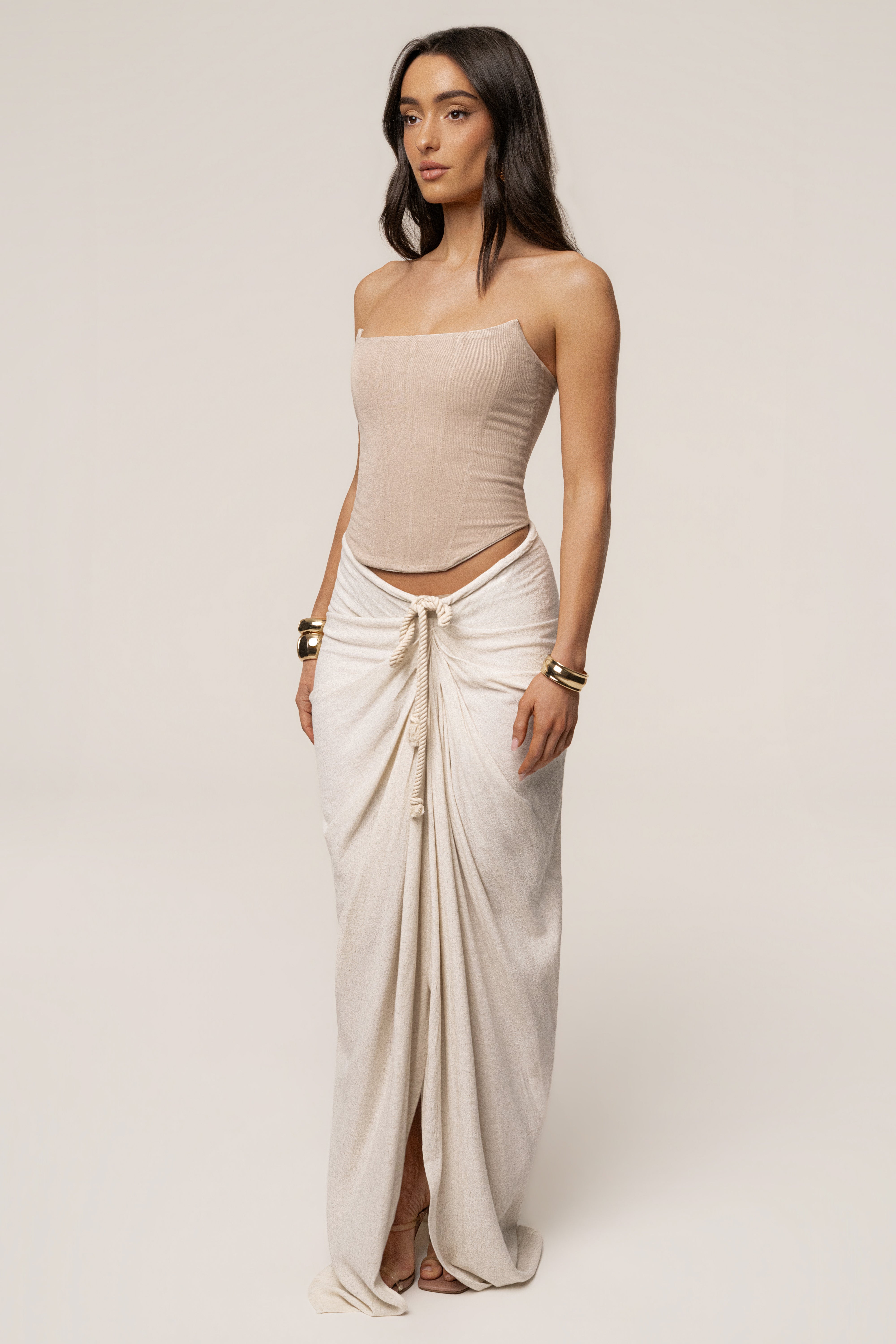 Natural Fenix Reversible Linen Corset - JLUXLABEL