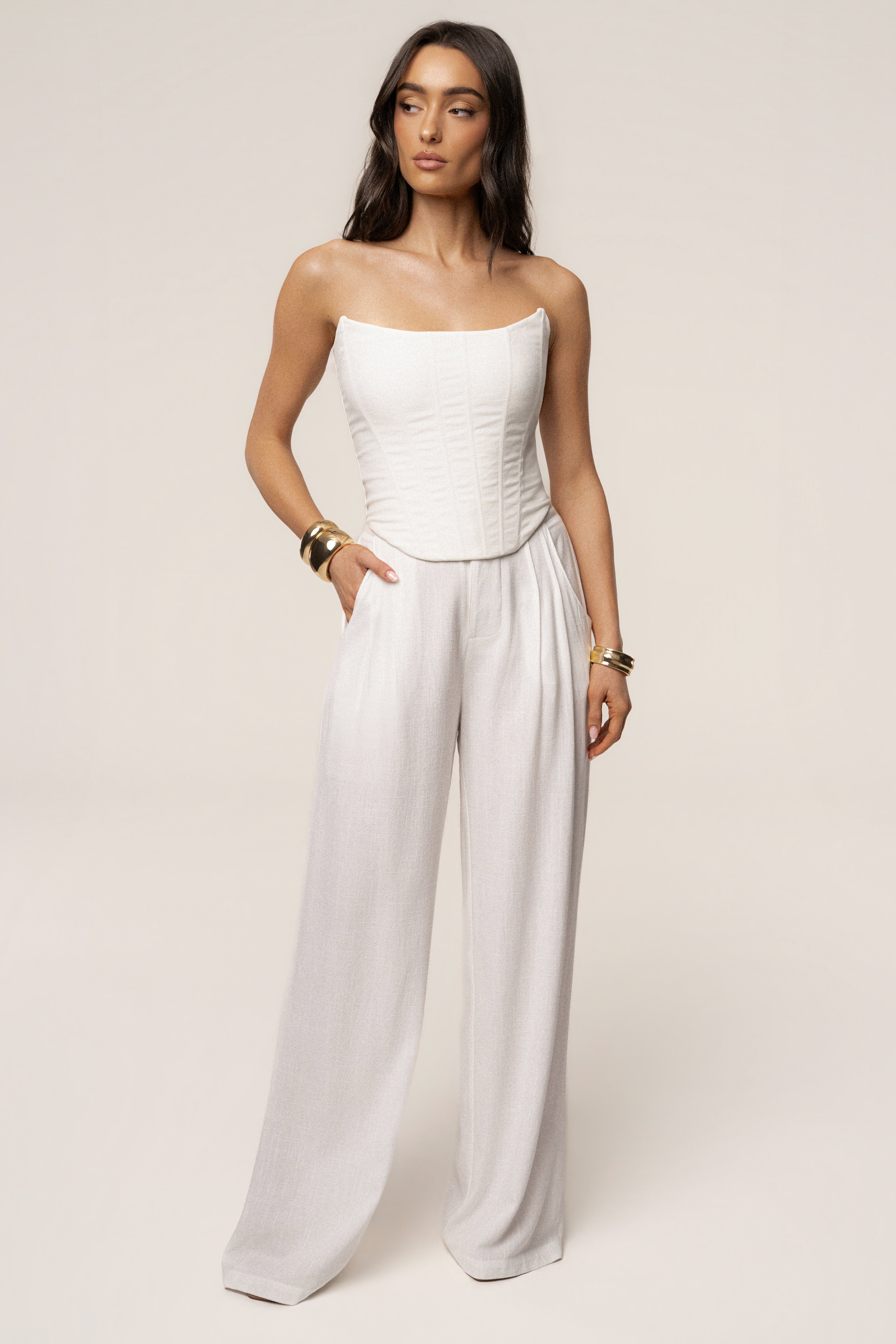 White Fenix Reversible Linen Corset - JLUXLABEL