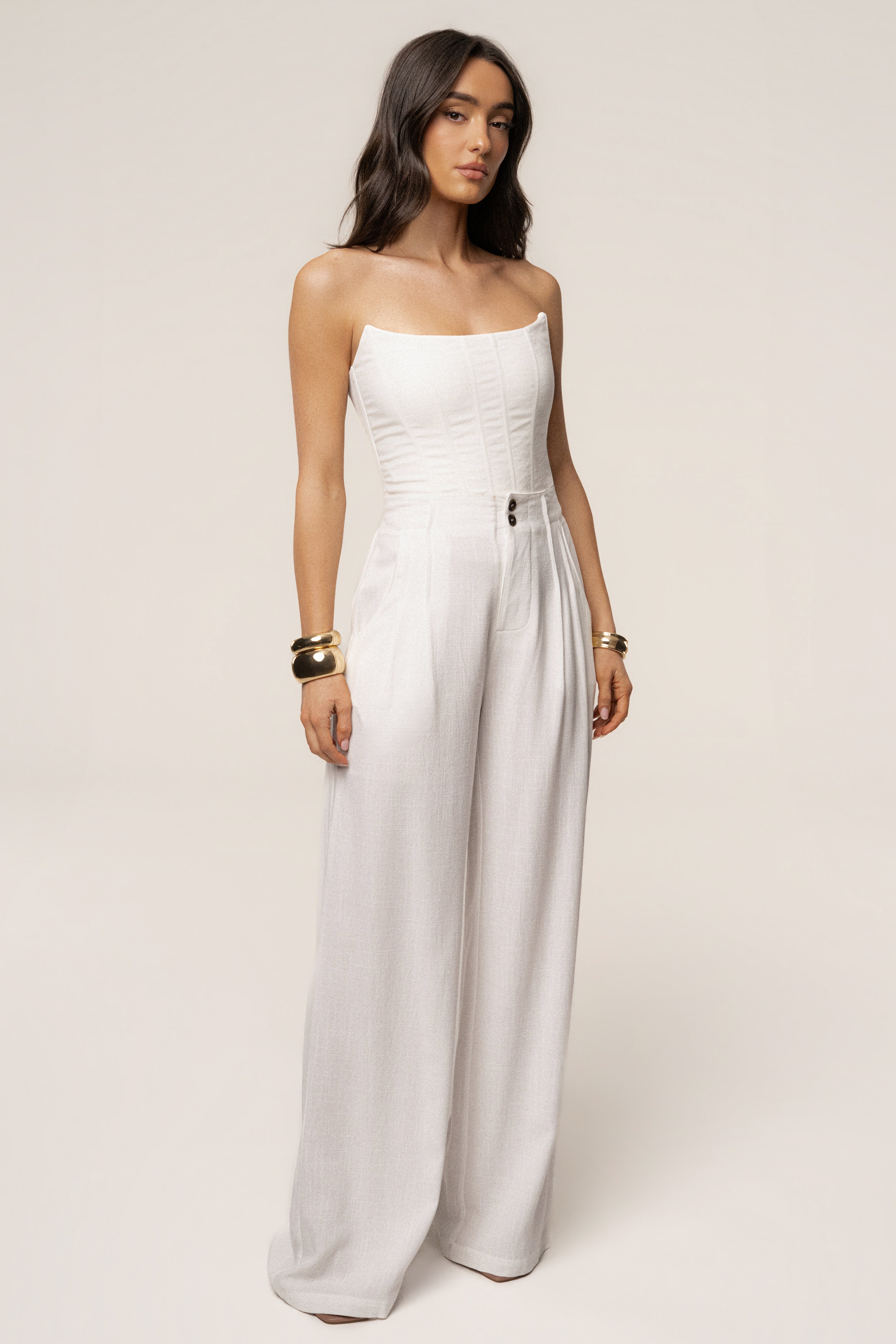 White Fenix Reversible Linen Corset - JLUXLABEL