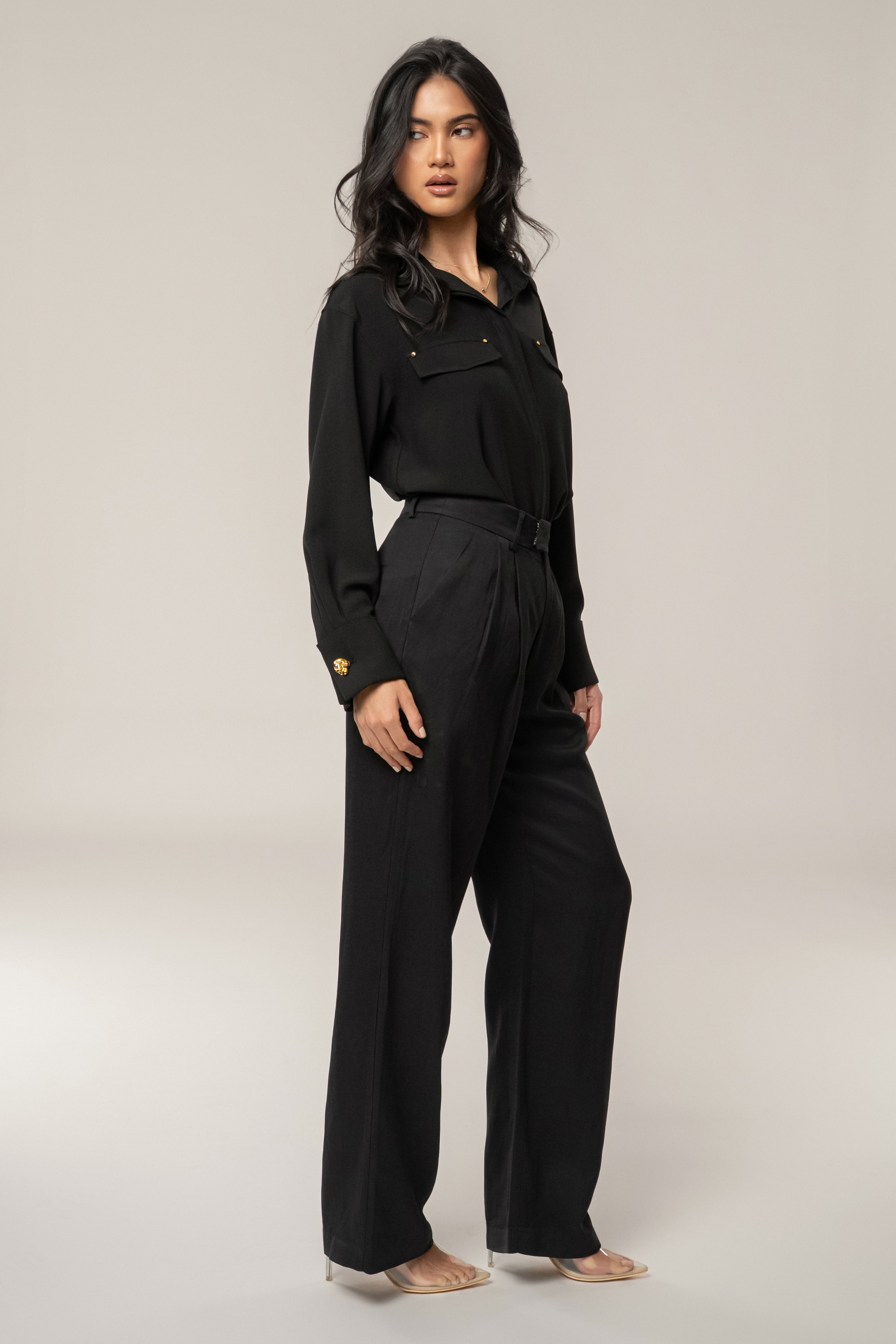 Black Axel Pleated Trouser