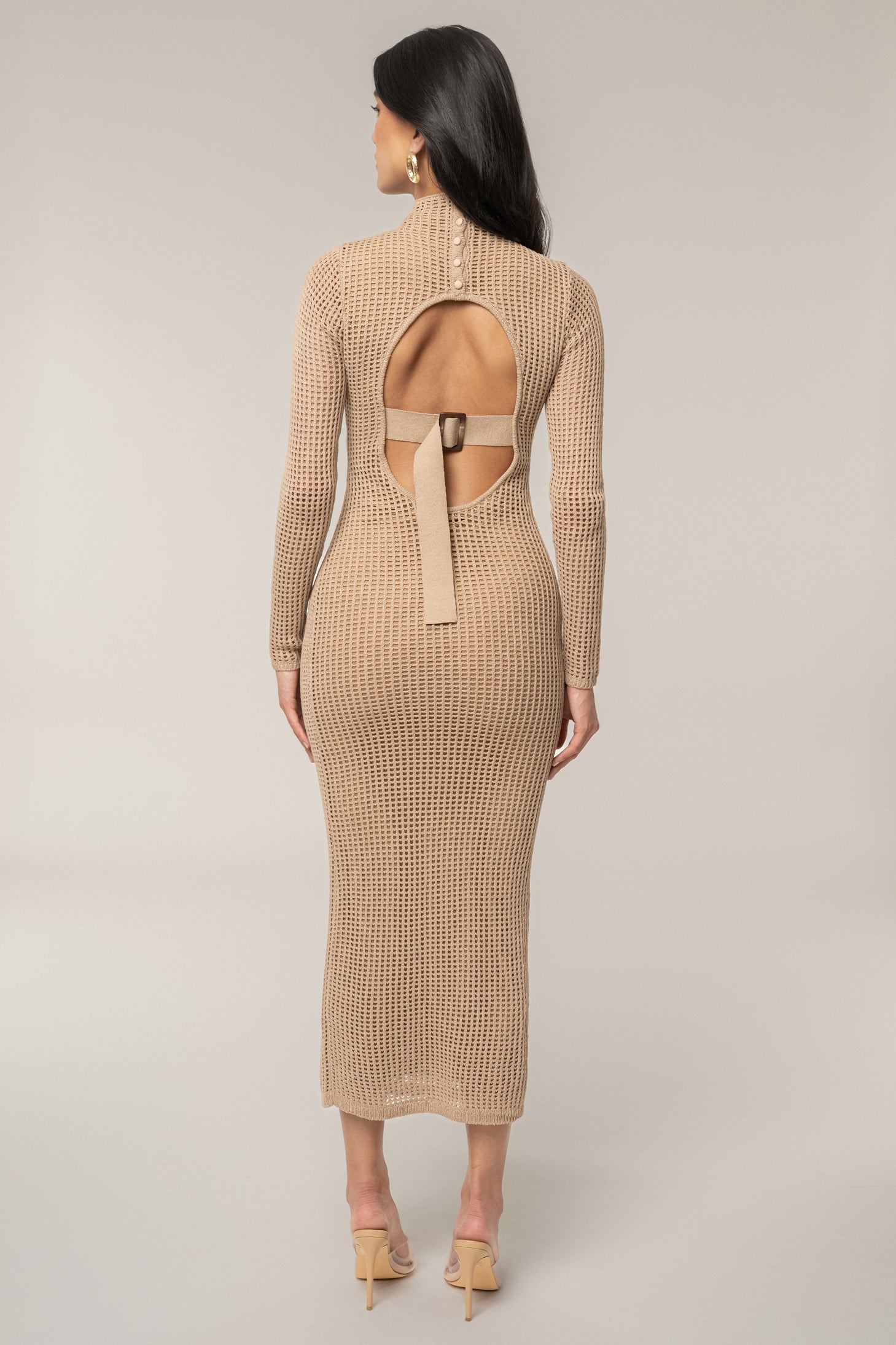 Beige Rosabelle Knit Maxi Dress - JLUXLABEL