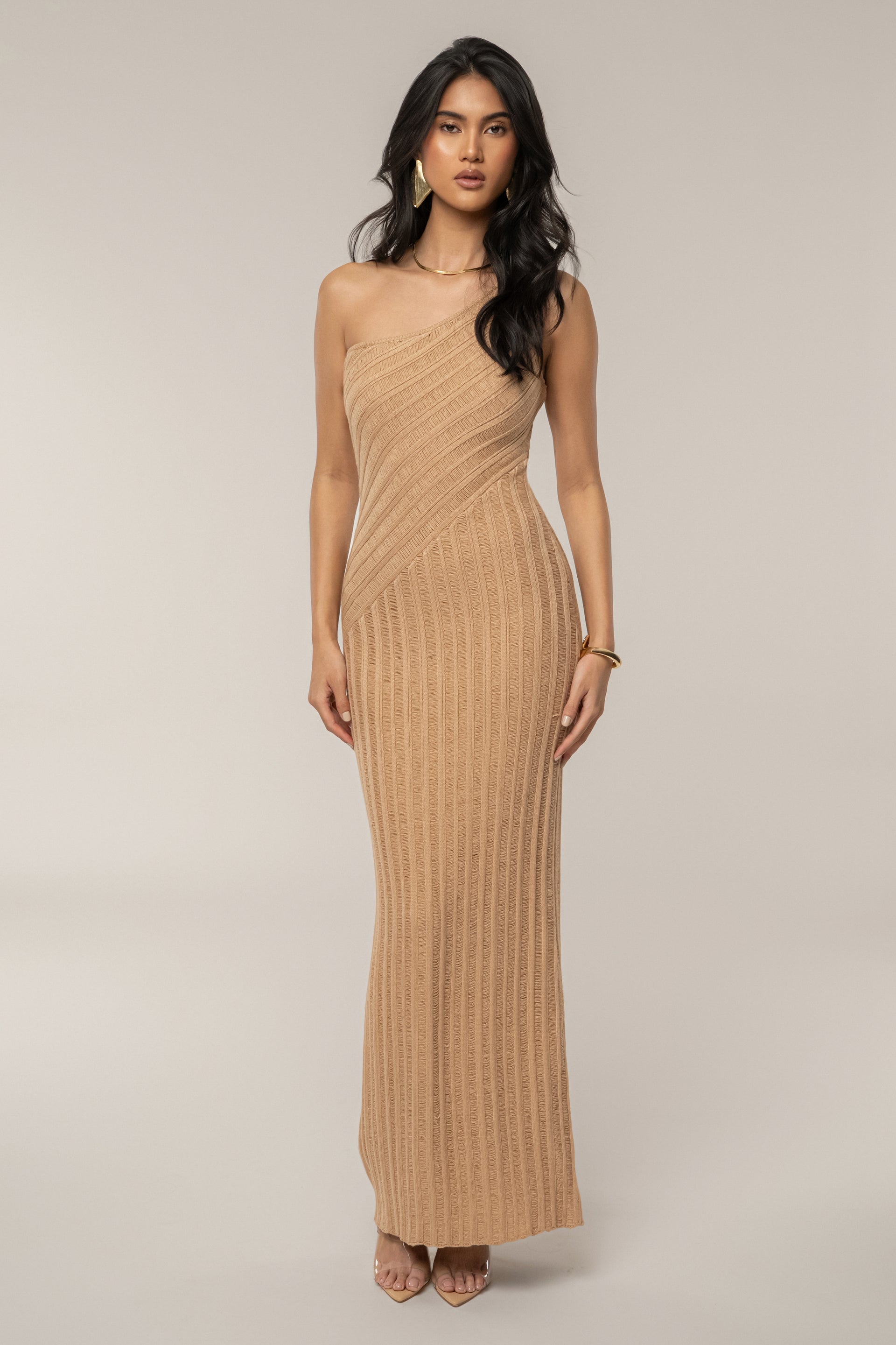 Tan Fringe Knit Maxi Dress Tan Fringe Knit Maxi Dress