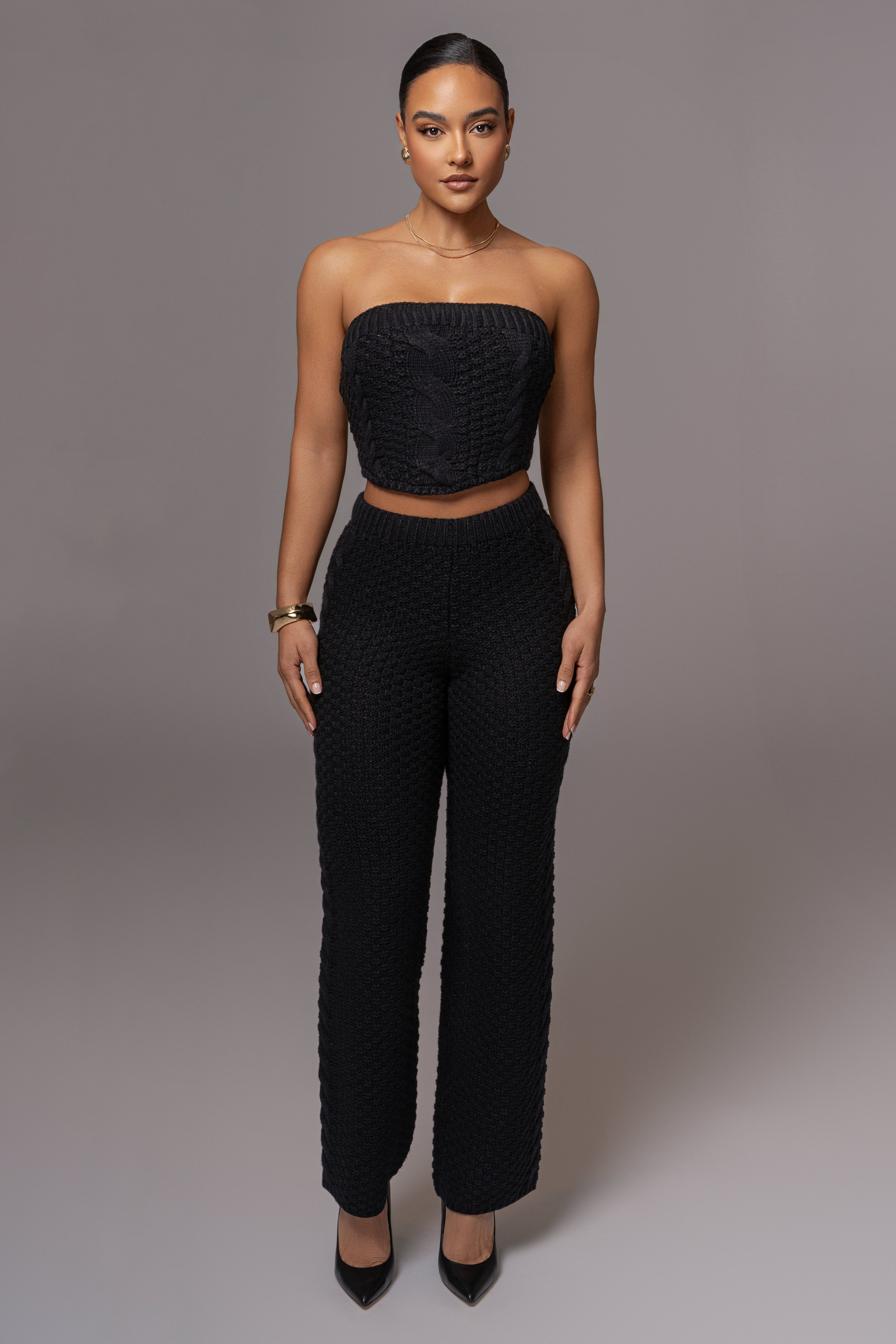 Black Madison Knit Pants