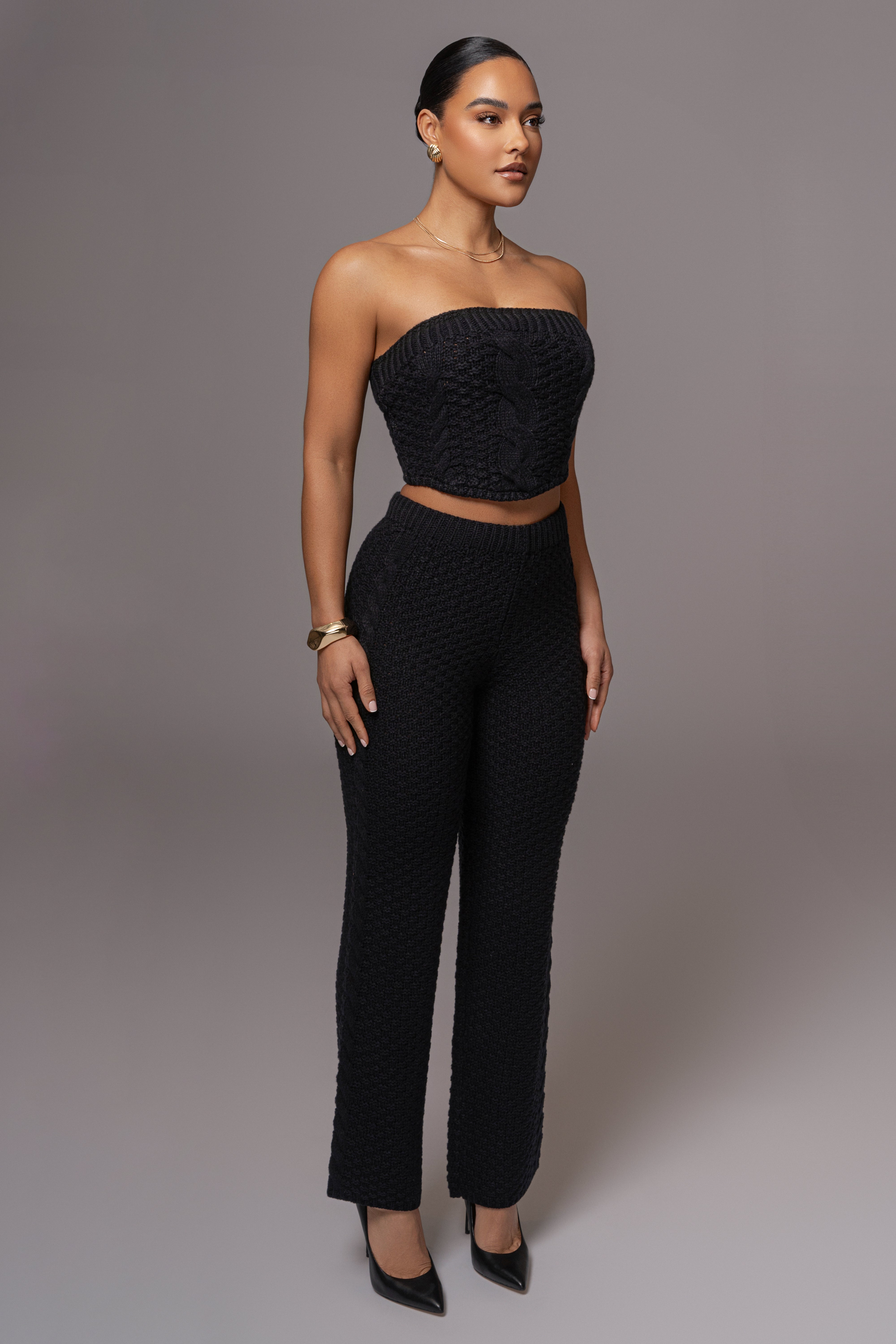 Black Madison Knit Pants