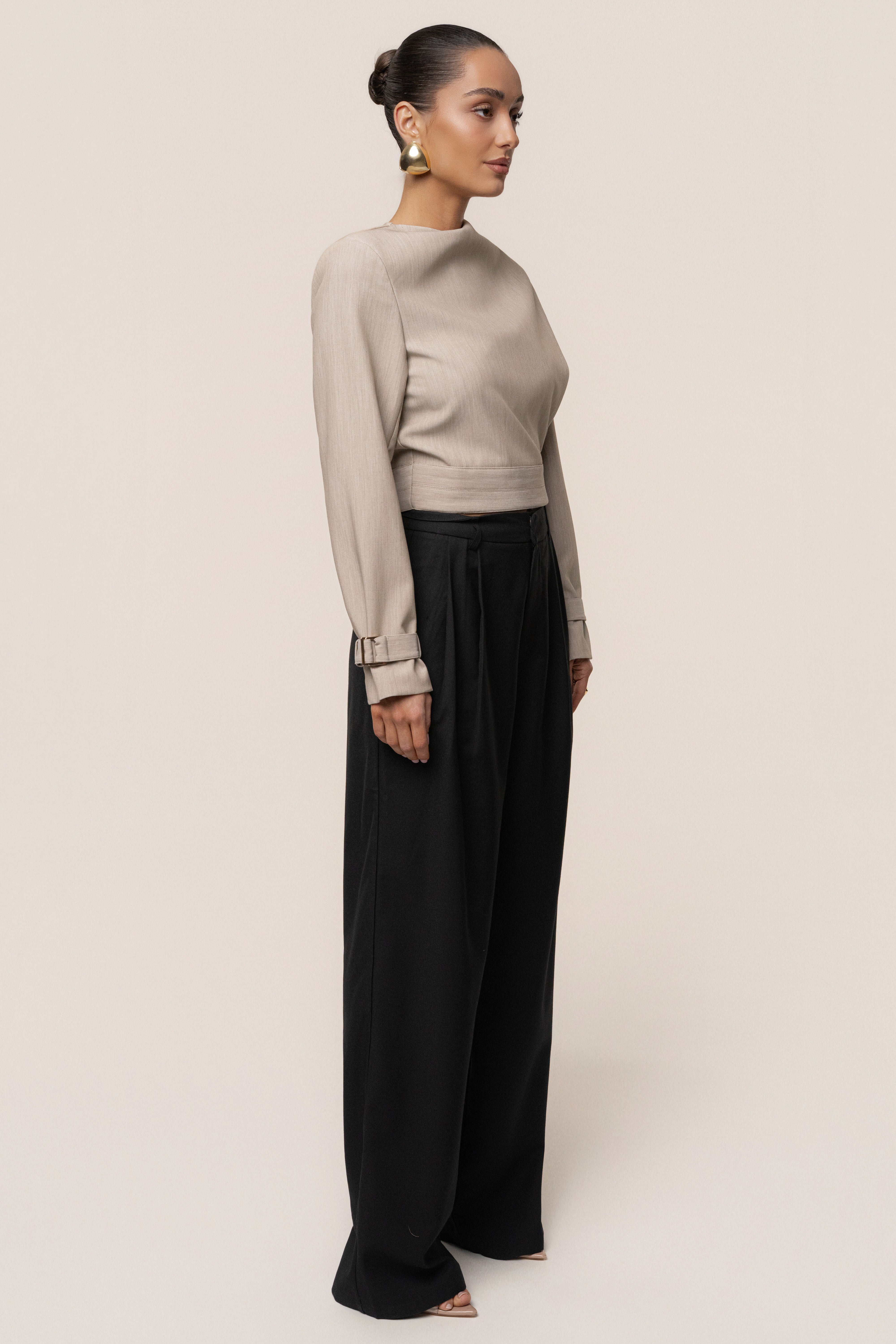 Stone Aligned Scarf Top - JLUXLABEL