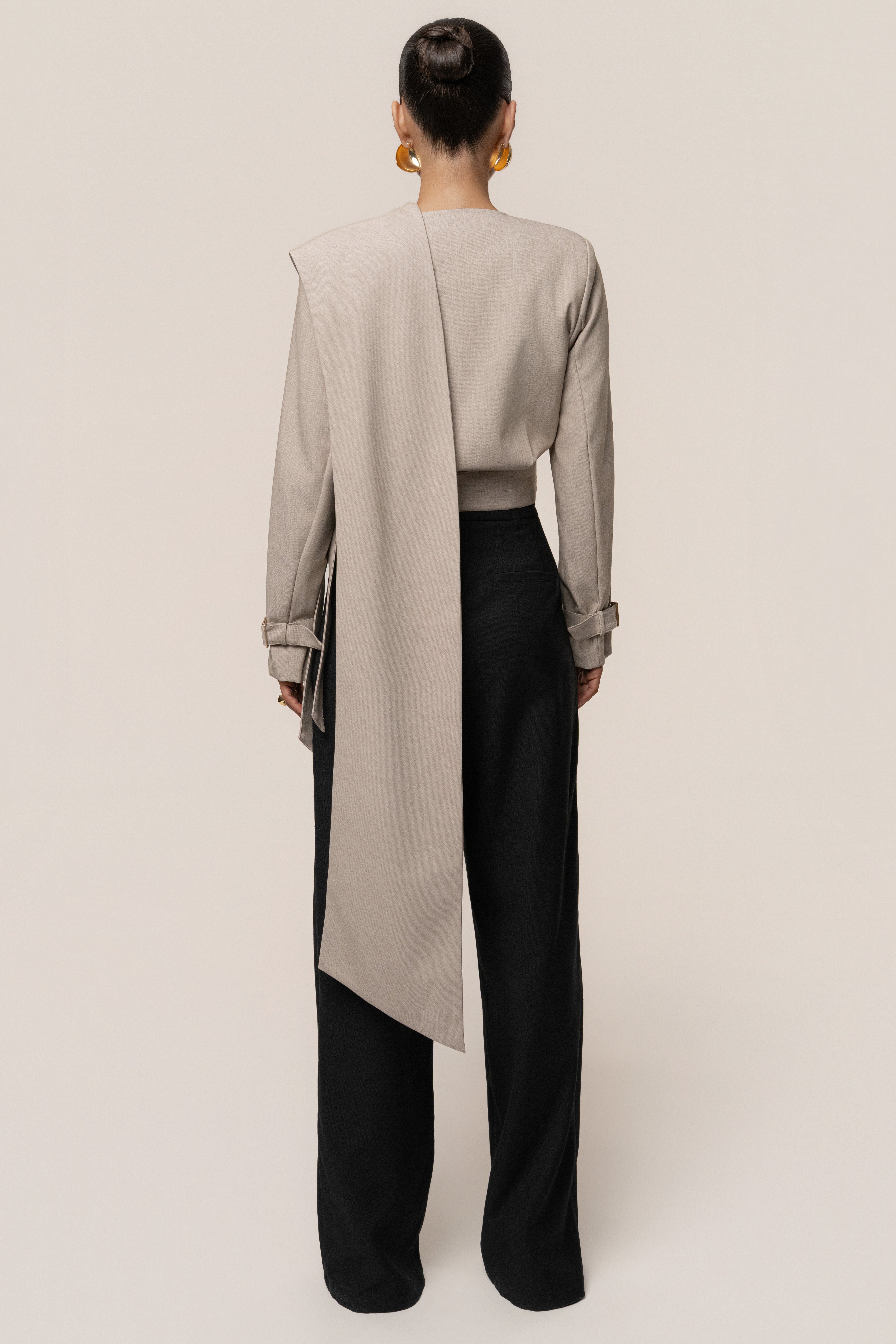 Stone Aligned Scarf Top - JLUXLABEL