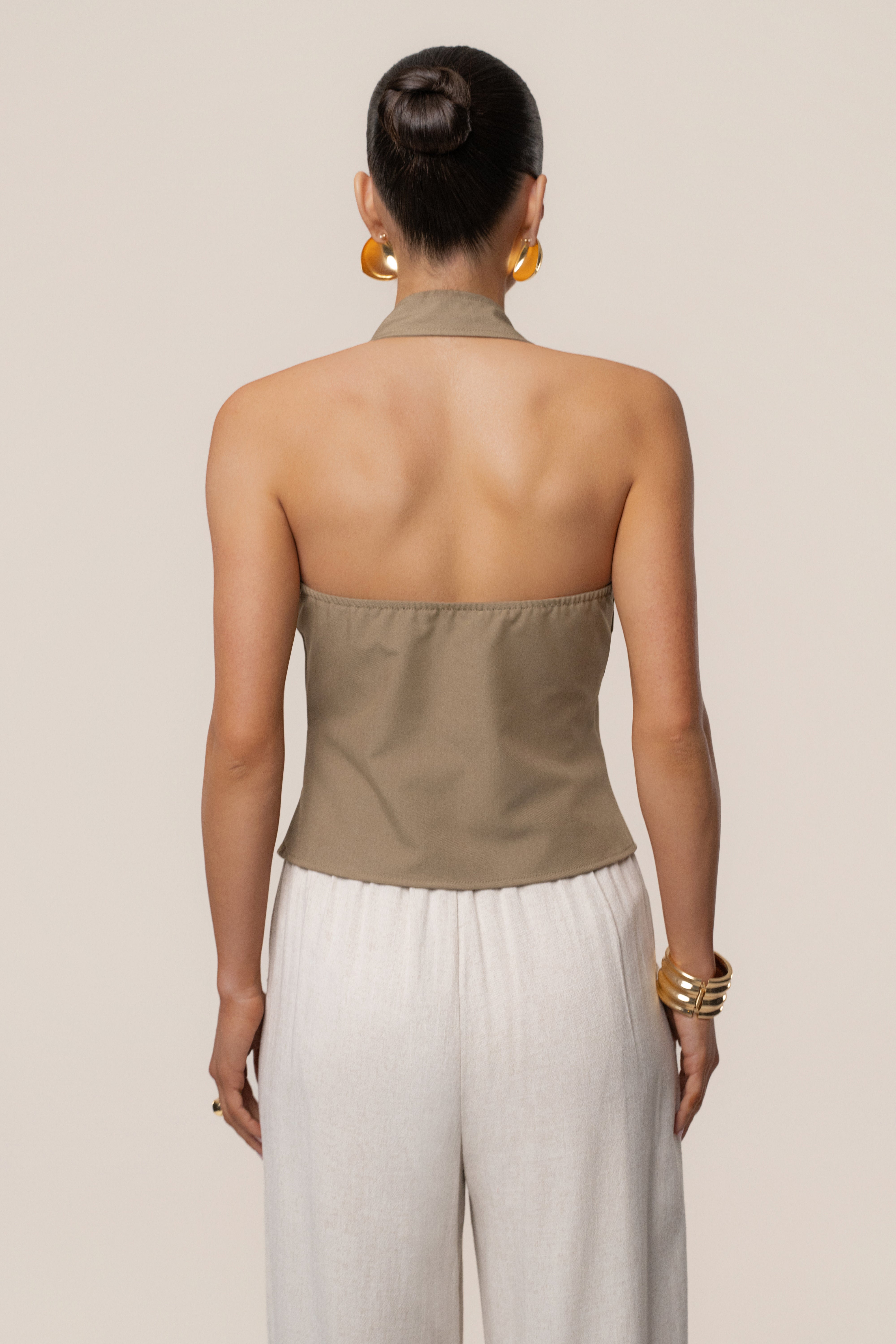Olive Clean Slate Halter Vest - JLUXLABEL