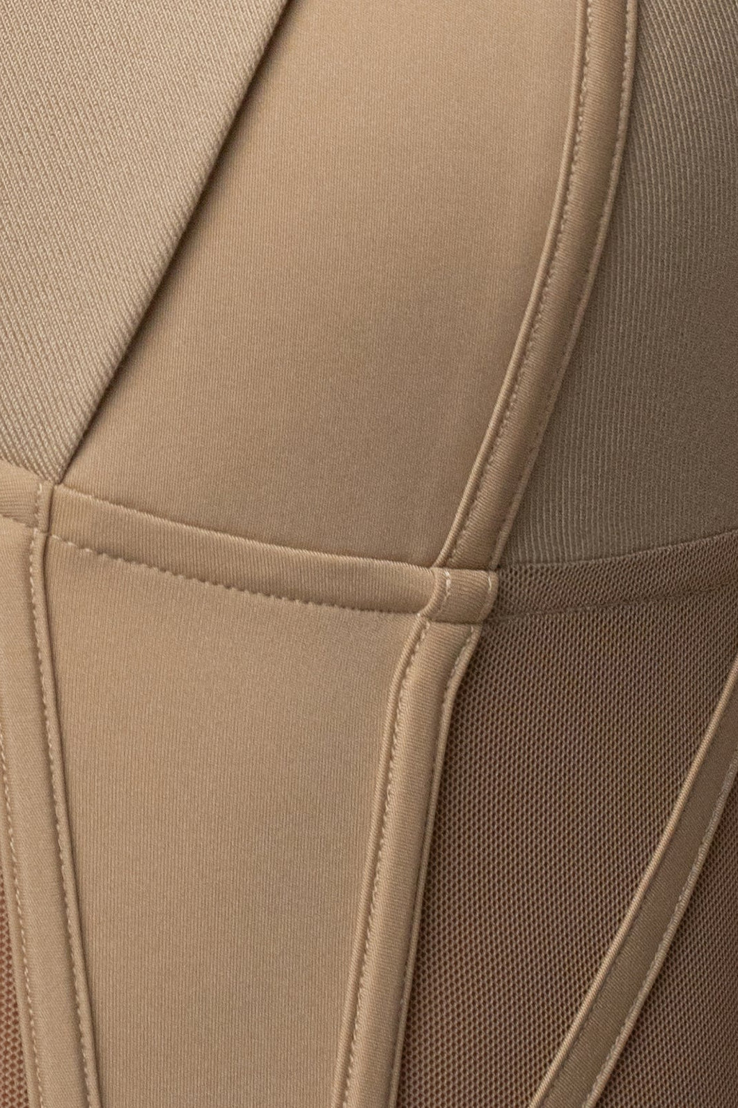 Stone contour corset bodysuit by JLUXLABEL featuring structured design and fitted silhouette, styled as a trendy top.