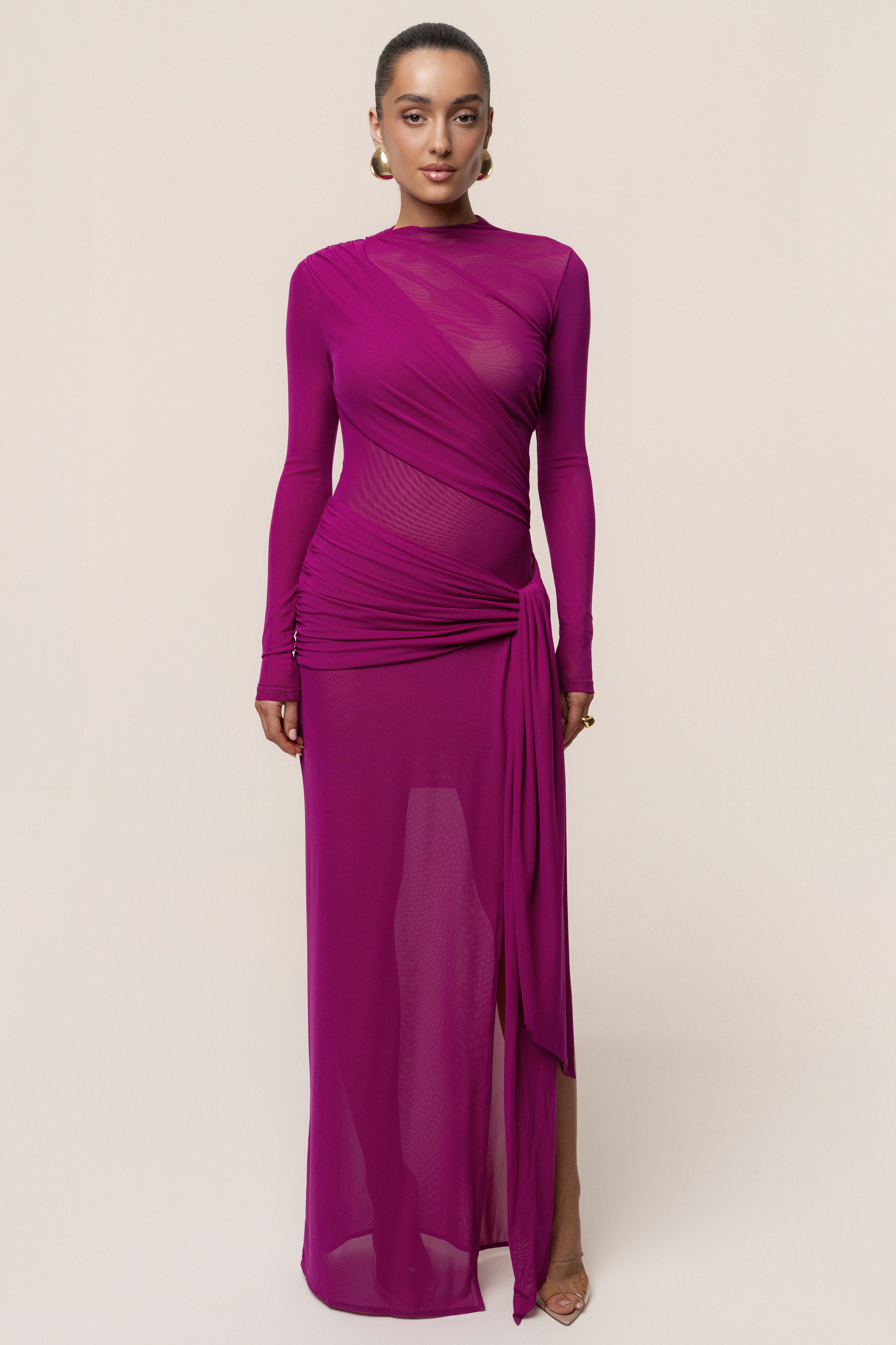 Purple Heatwave Mesh Maxi Dress - JLUXLABEL