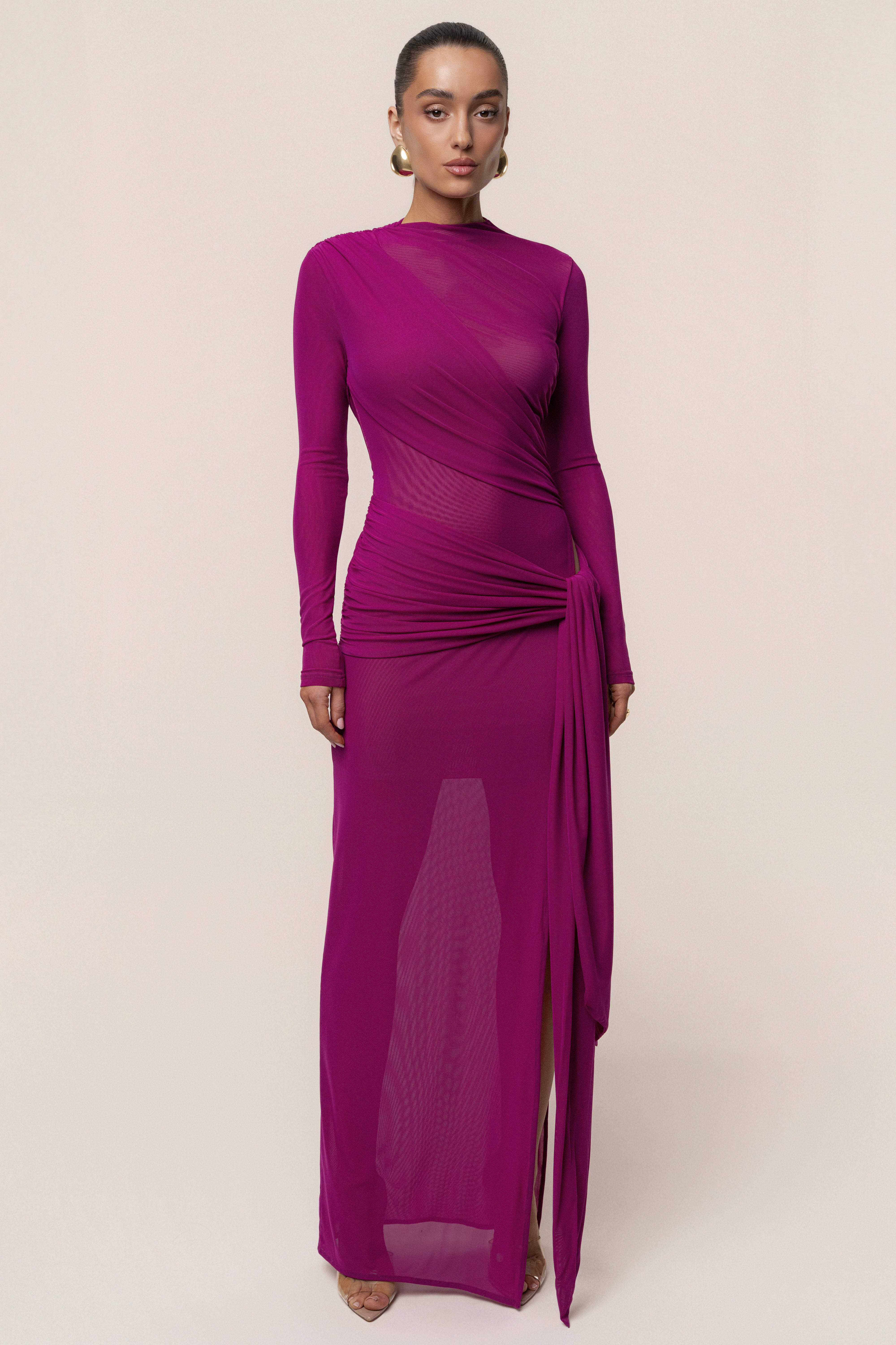 Purple Heatwave Mesh Maxi Dress - JLUXLABEL