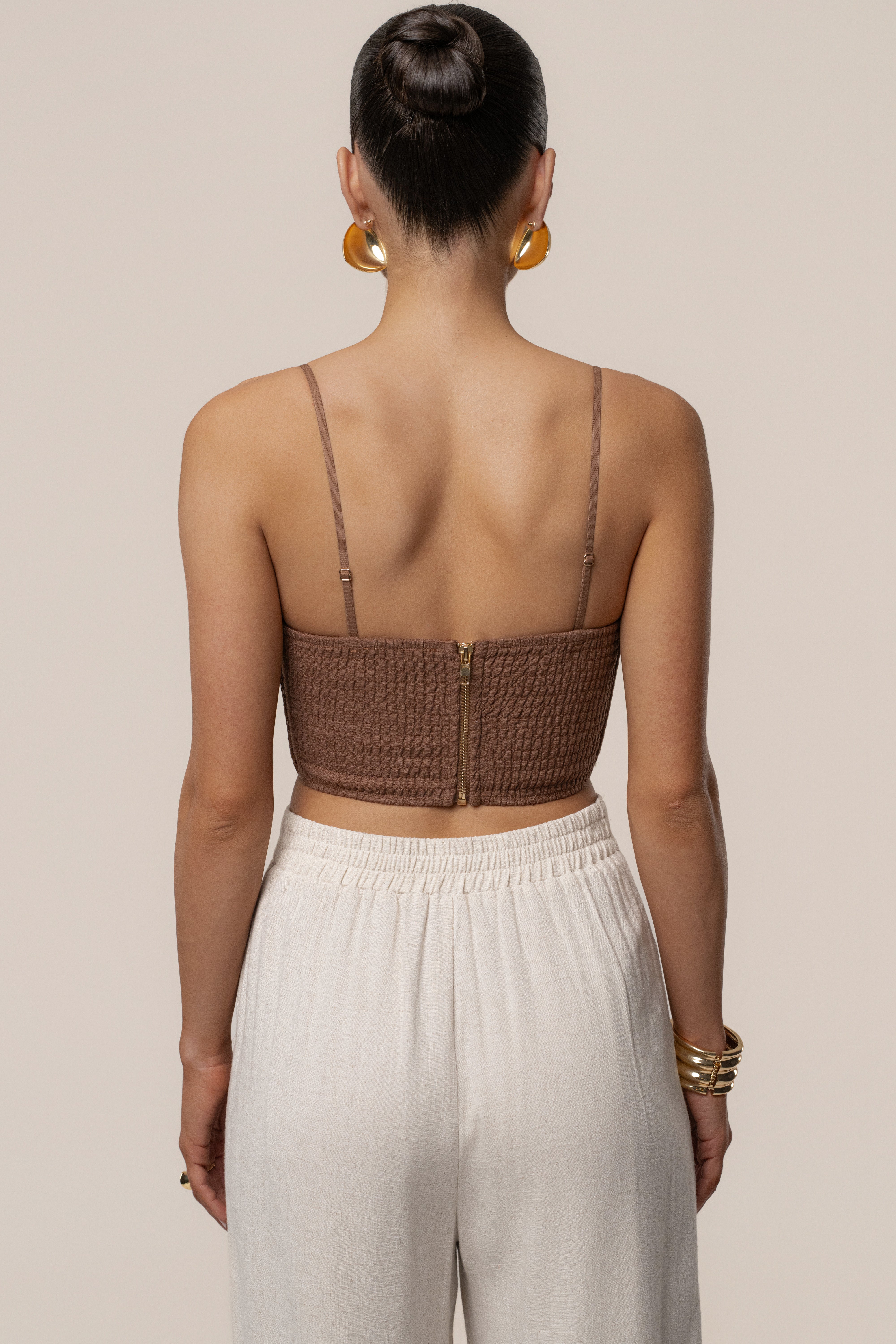 Brown Sail Away Texture Bustier - JLUXLABEL