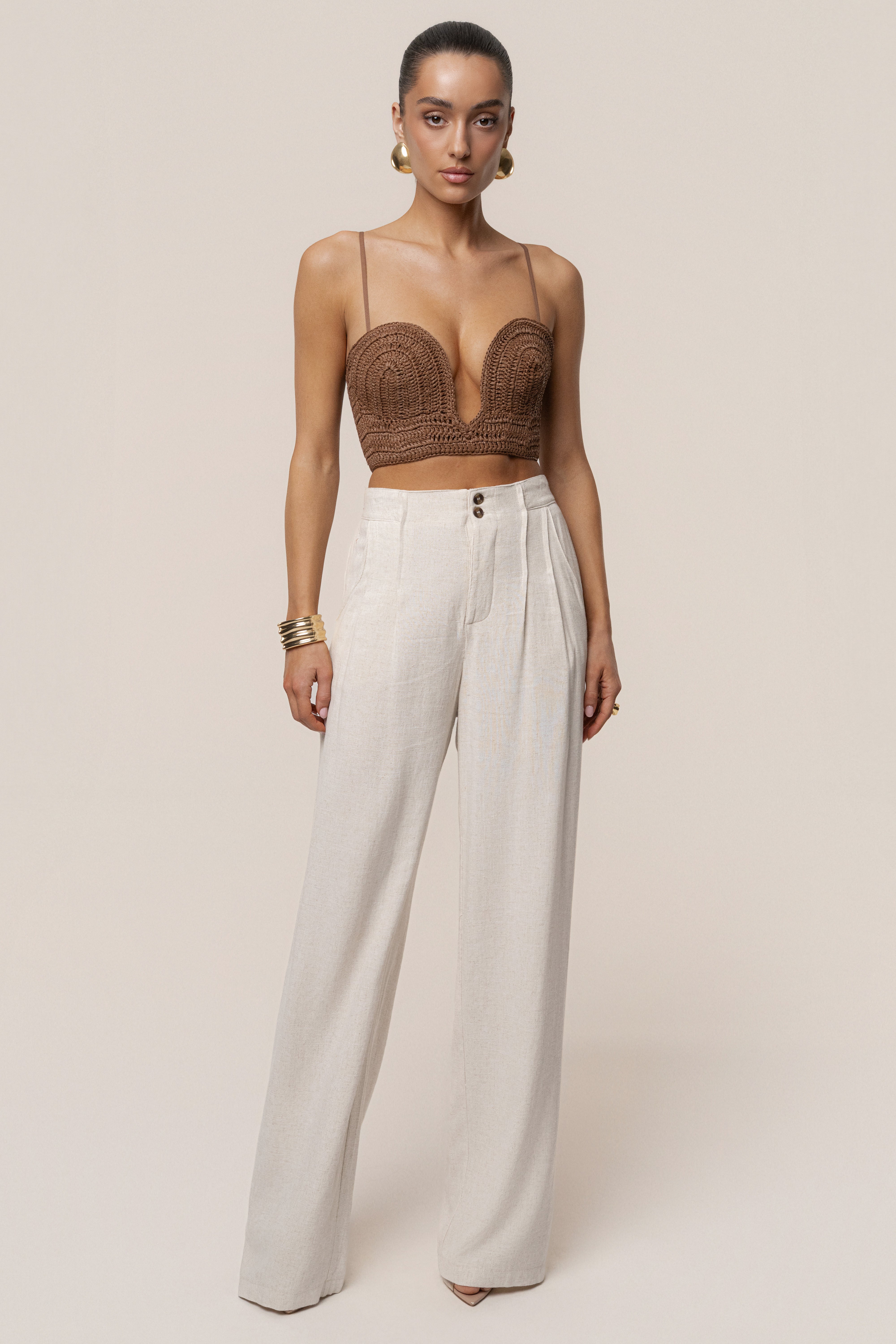 Brown Sail Away Texture Bustier - JLUXLABEL