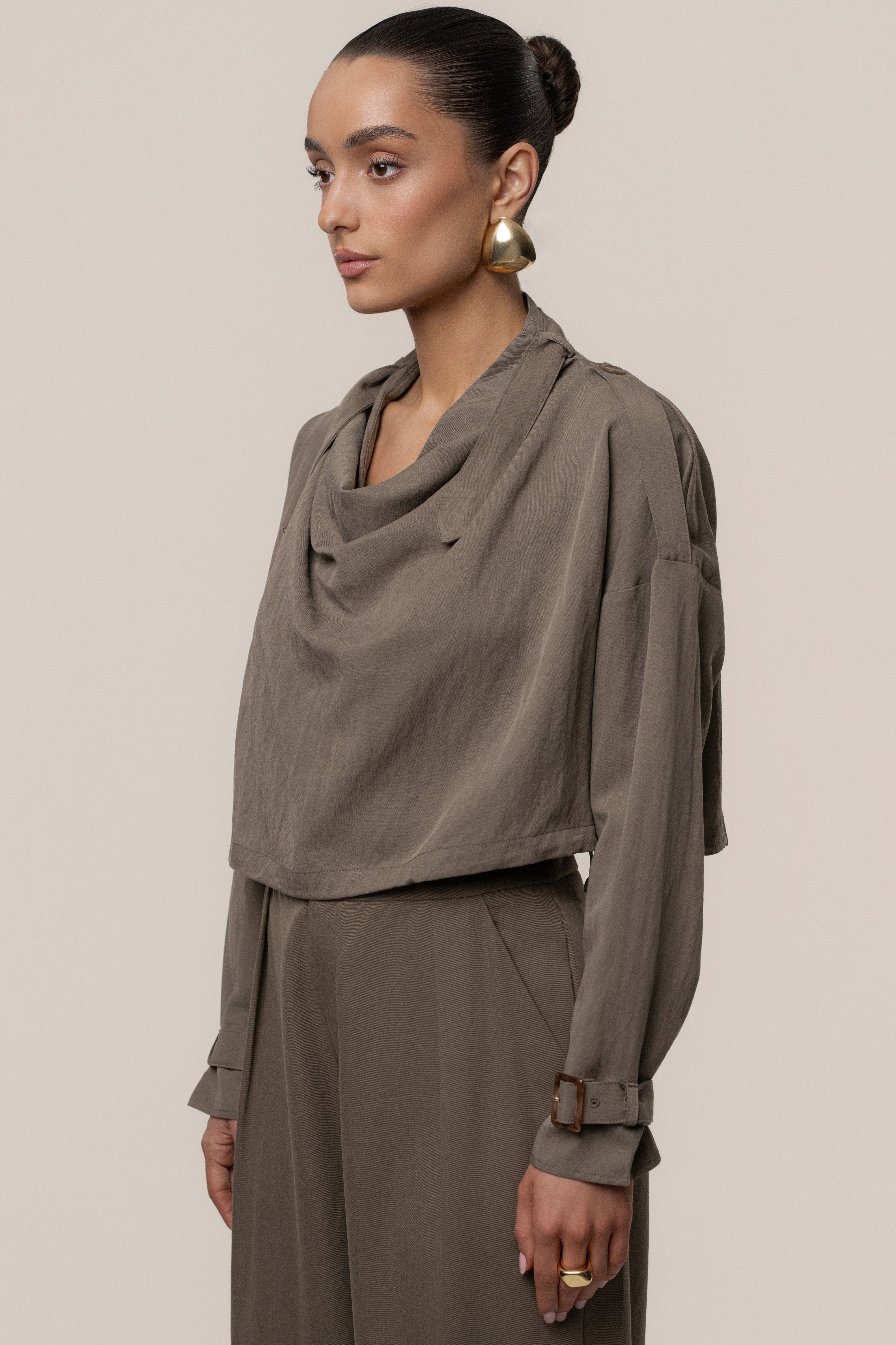 Dark Taupe Wanderlust Crop Top - JLUXLABEL