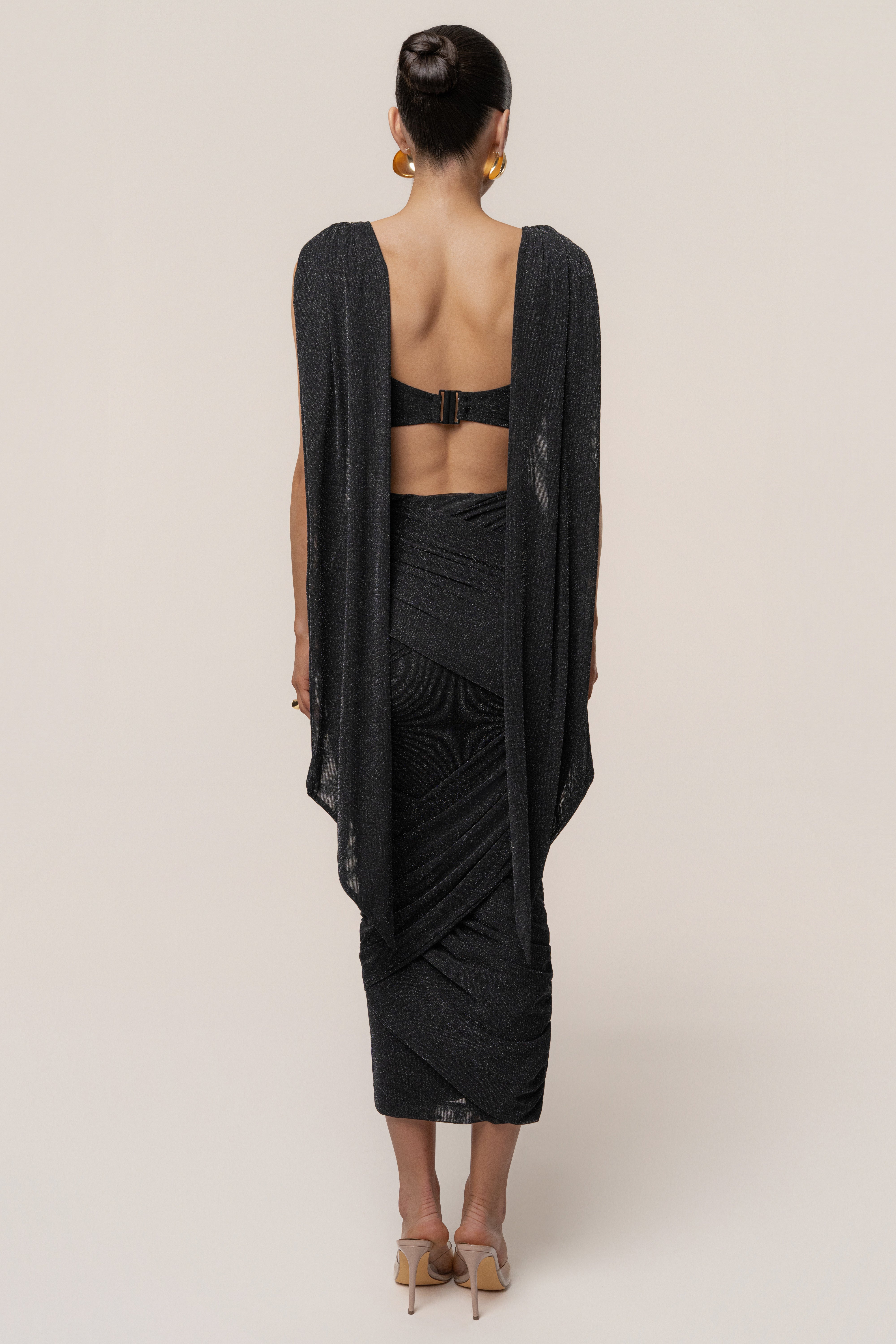 Black Divine Drape Skirt Set - JLUXLABEL