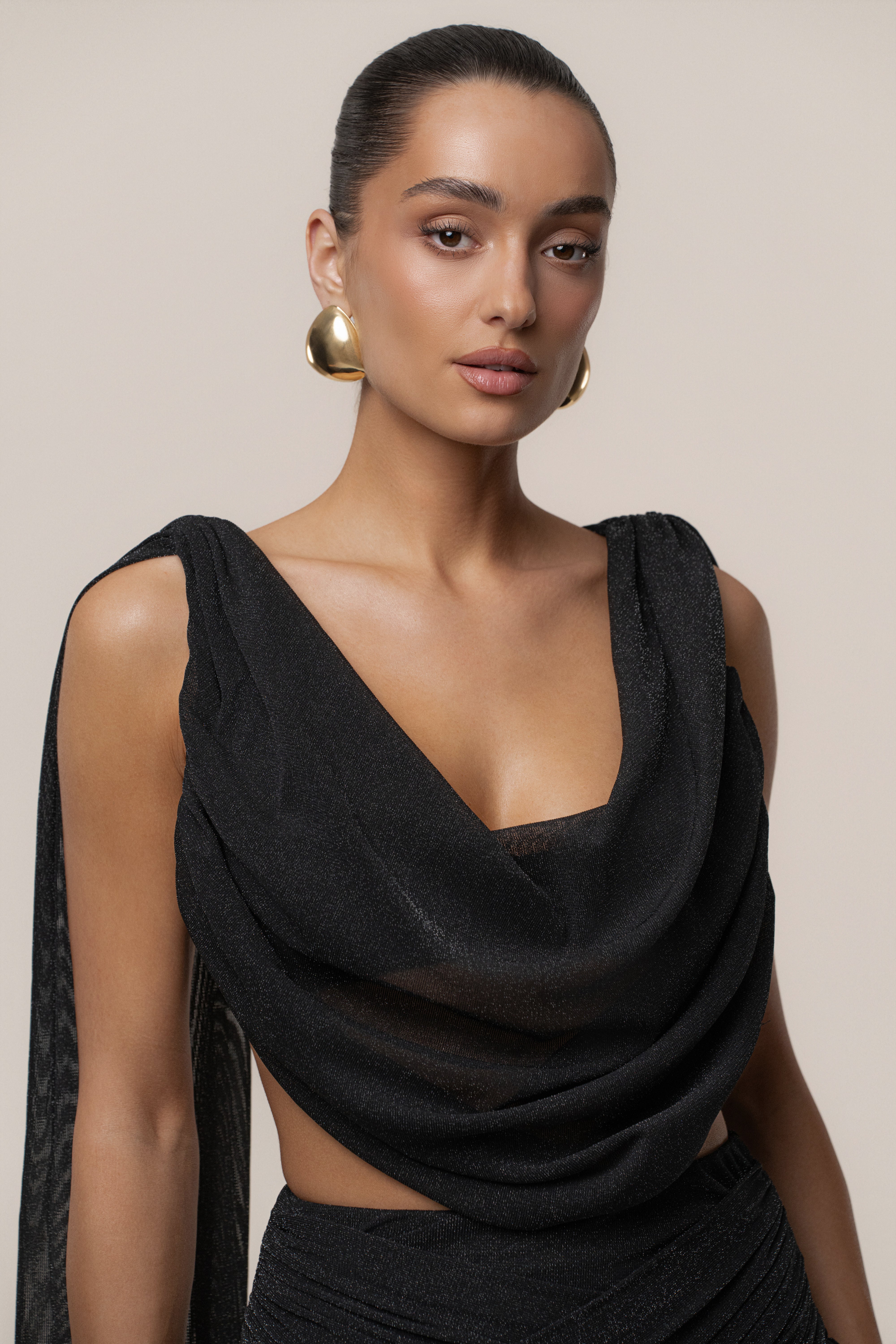 Black Divine Drape Skirt Set - JLUXLABEL