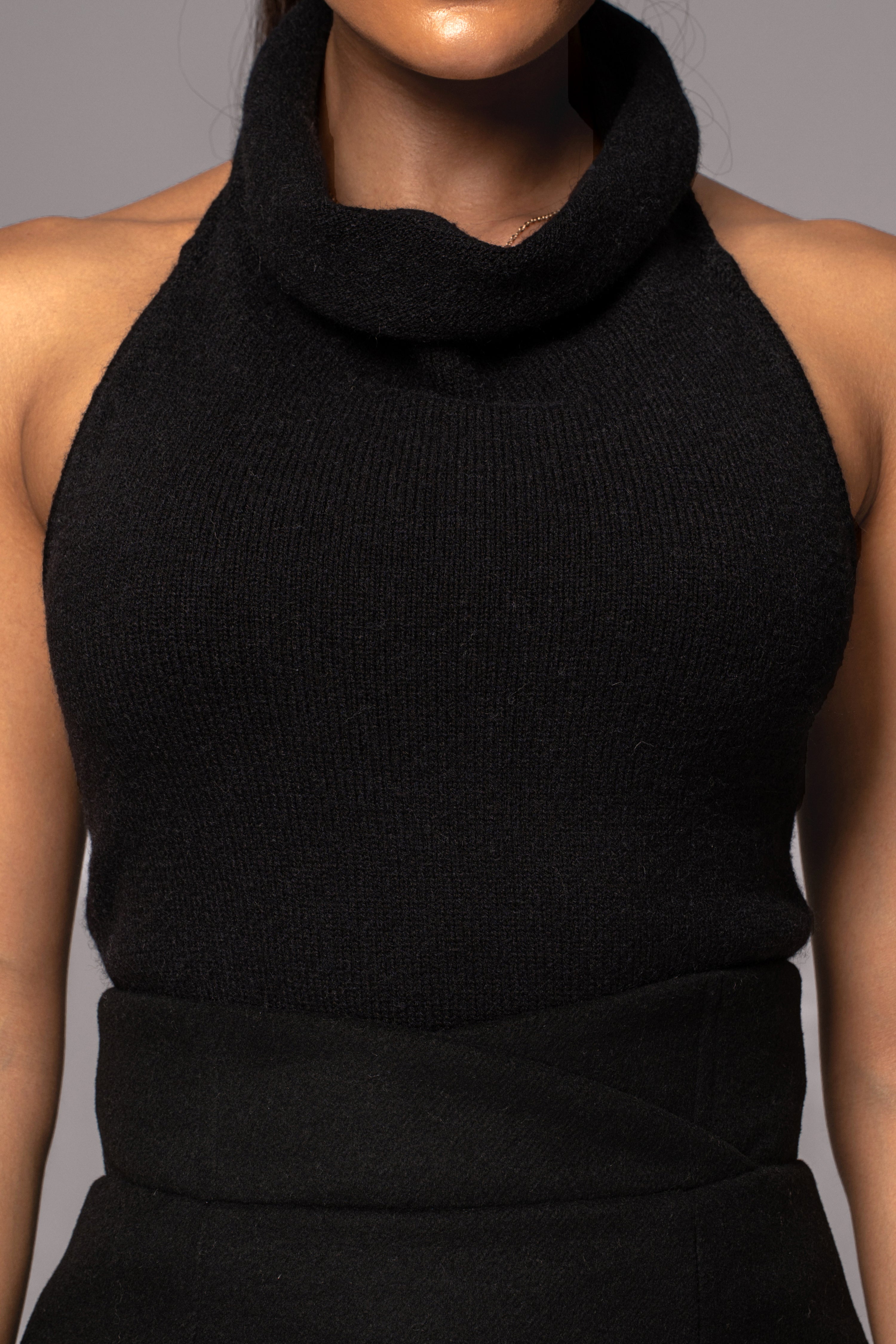 Black Joya Rib Knit Top - JLUXLABEL