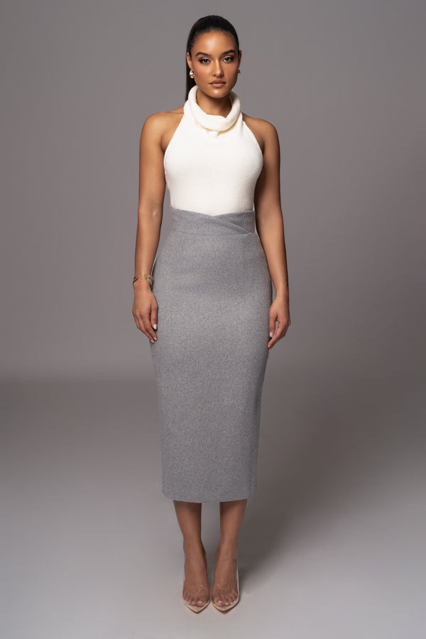 Grey Nostalgia High Waist Skirt - JLUXLABEL