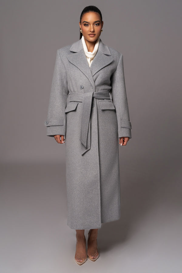 Grey Rain Or Shine Longline Coat - JLUXLABEL