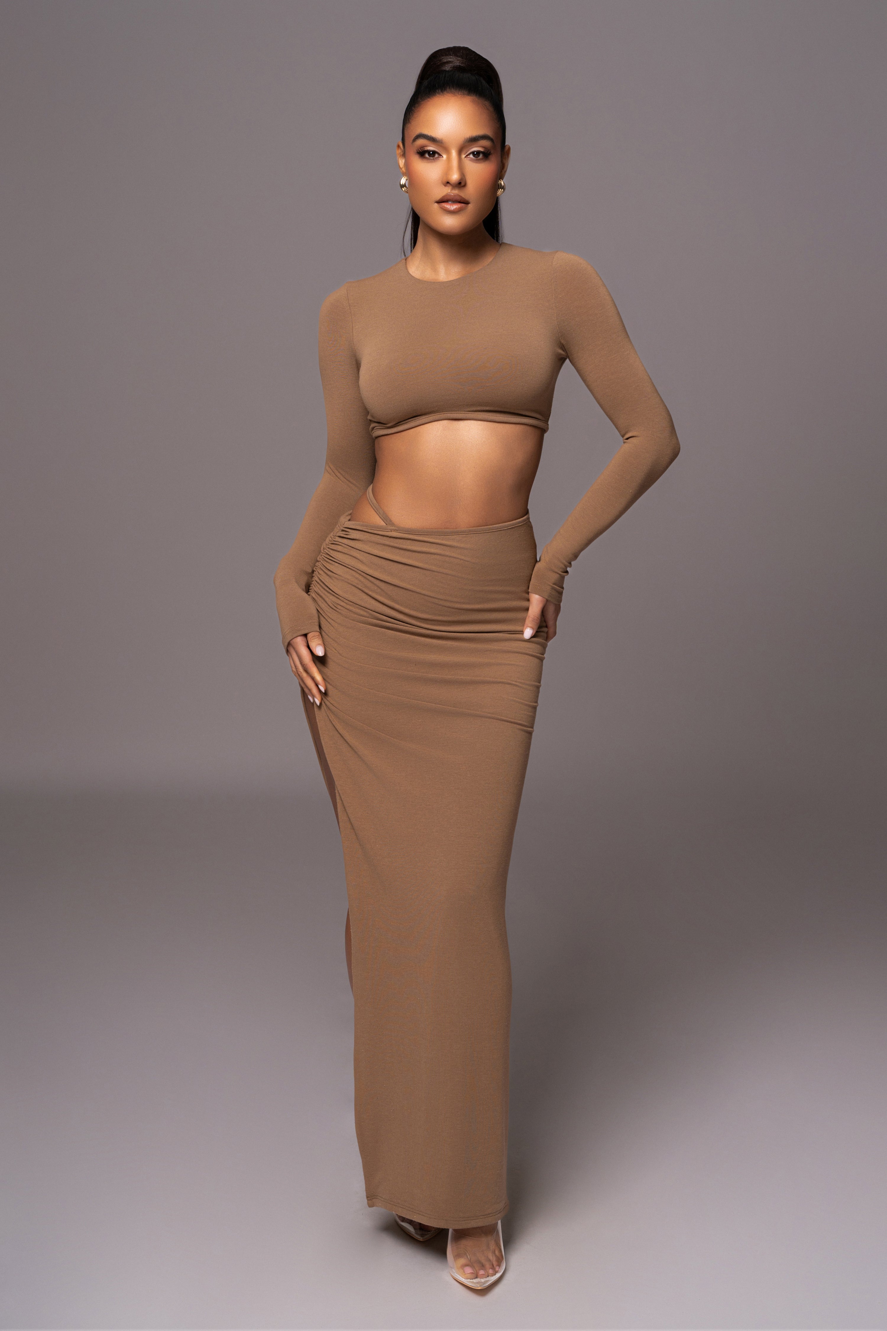 Tan Verina Two Piece Skirt Set - JLUXLABEL