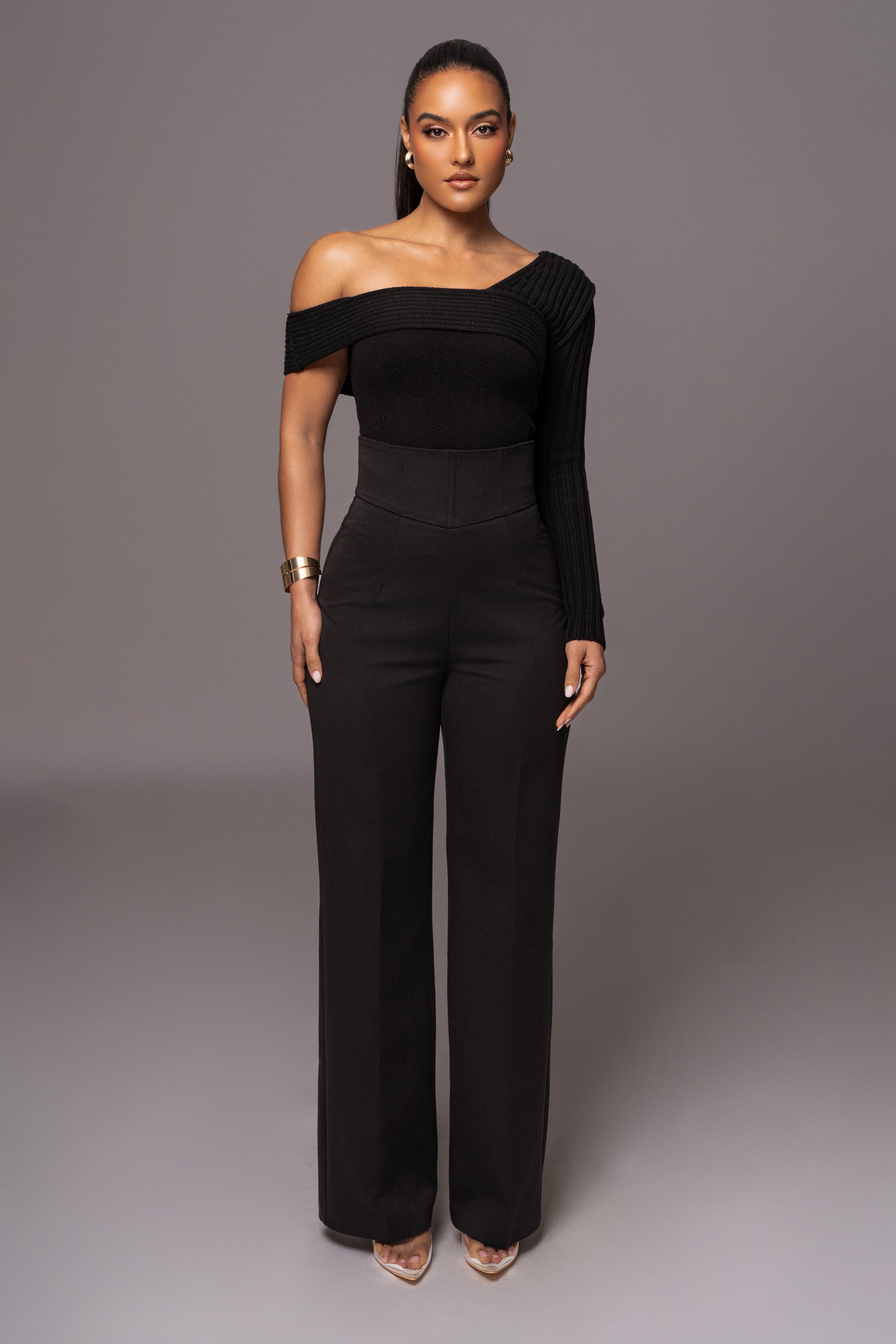 Black Hadi Sweater Knit Top - JLUXLABEL