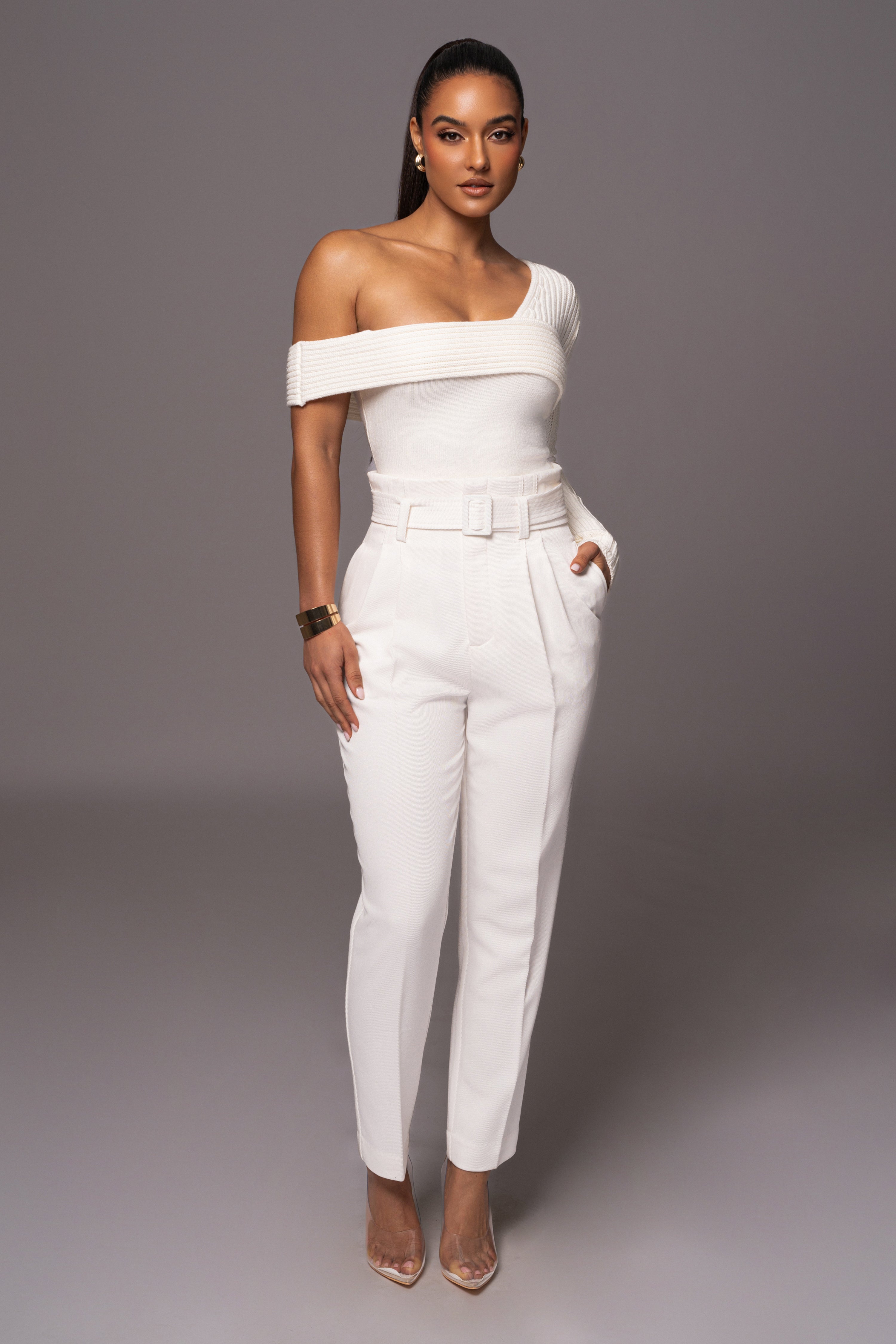 White Hadi Sweater Knit Top