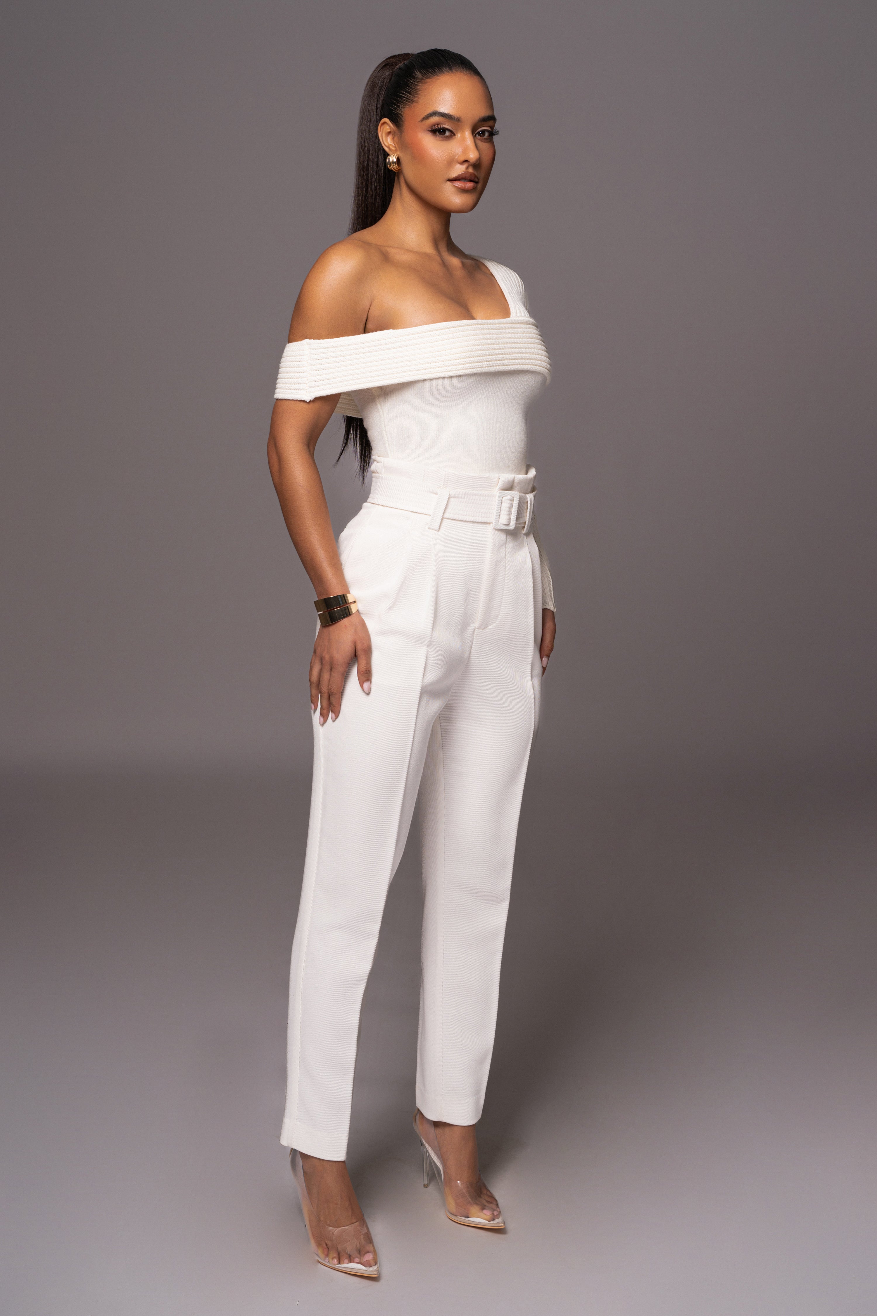 White Hadi Sweater Knit Top