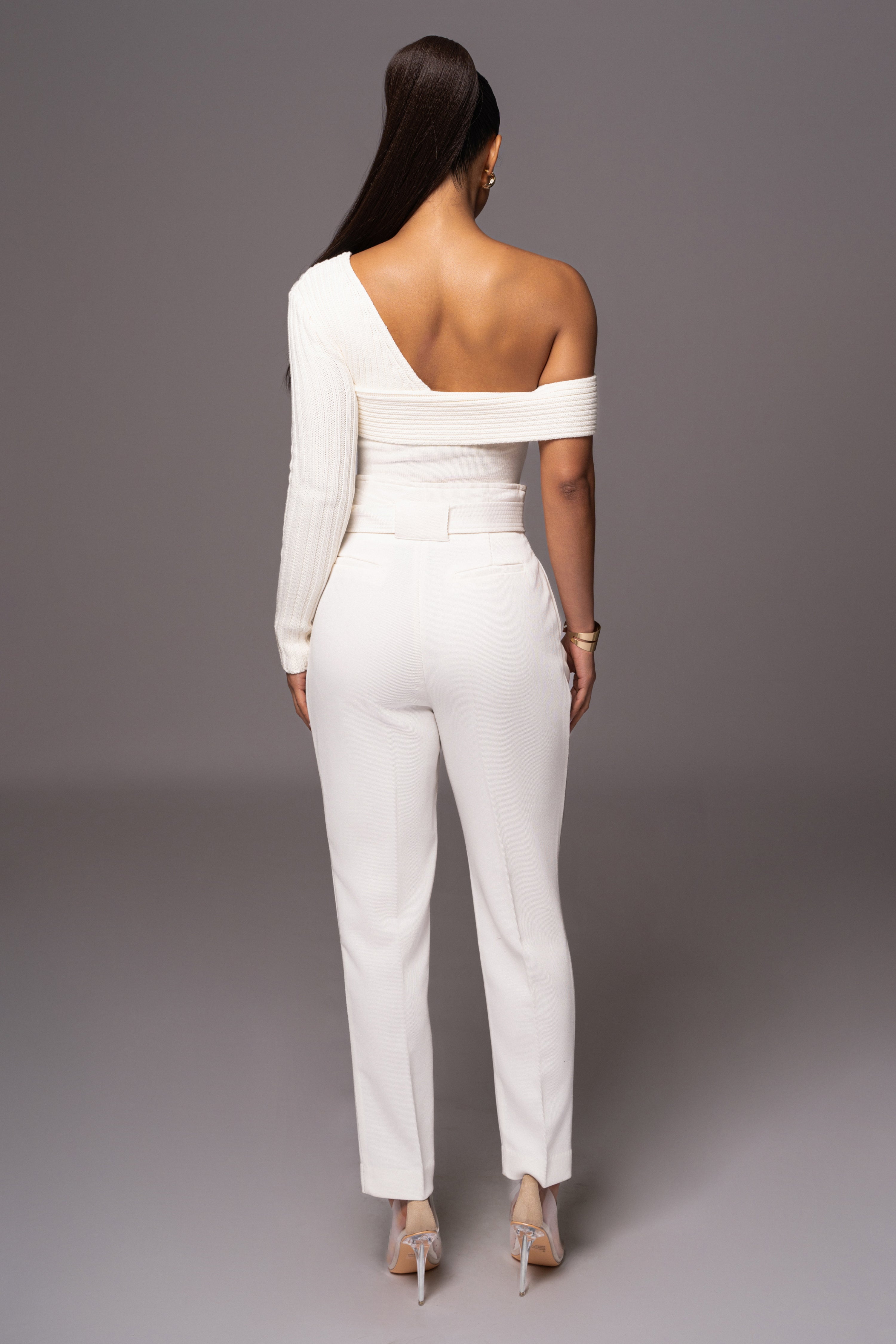 White Hadi Sweater Knit Top - JLUXLABEL