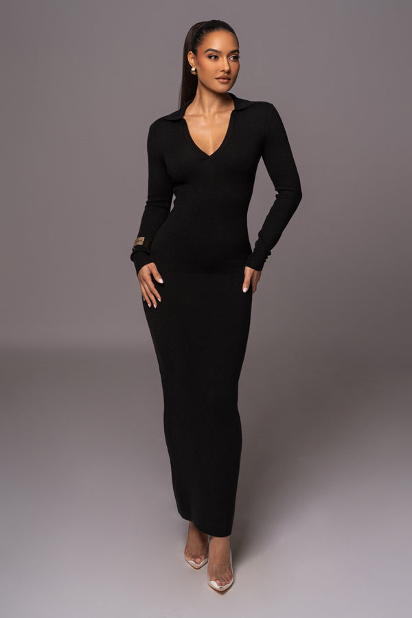 Black Bellinda Collar Maxi Dress - JLUXLABEL