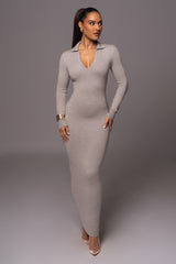 Grey Bellinda Collar Maxi Dress - JLUXLABEL